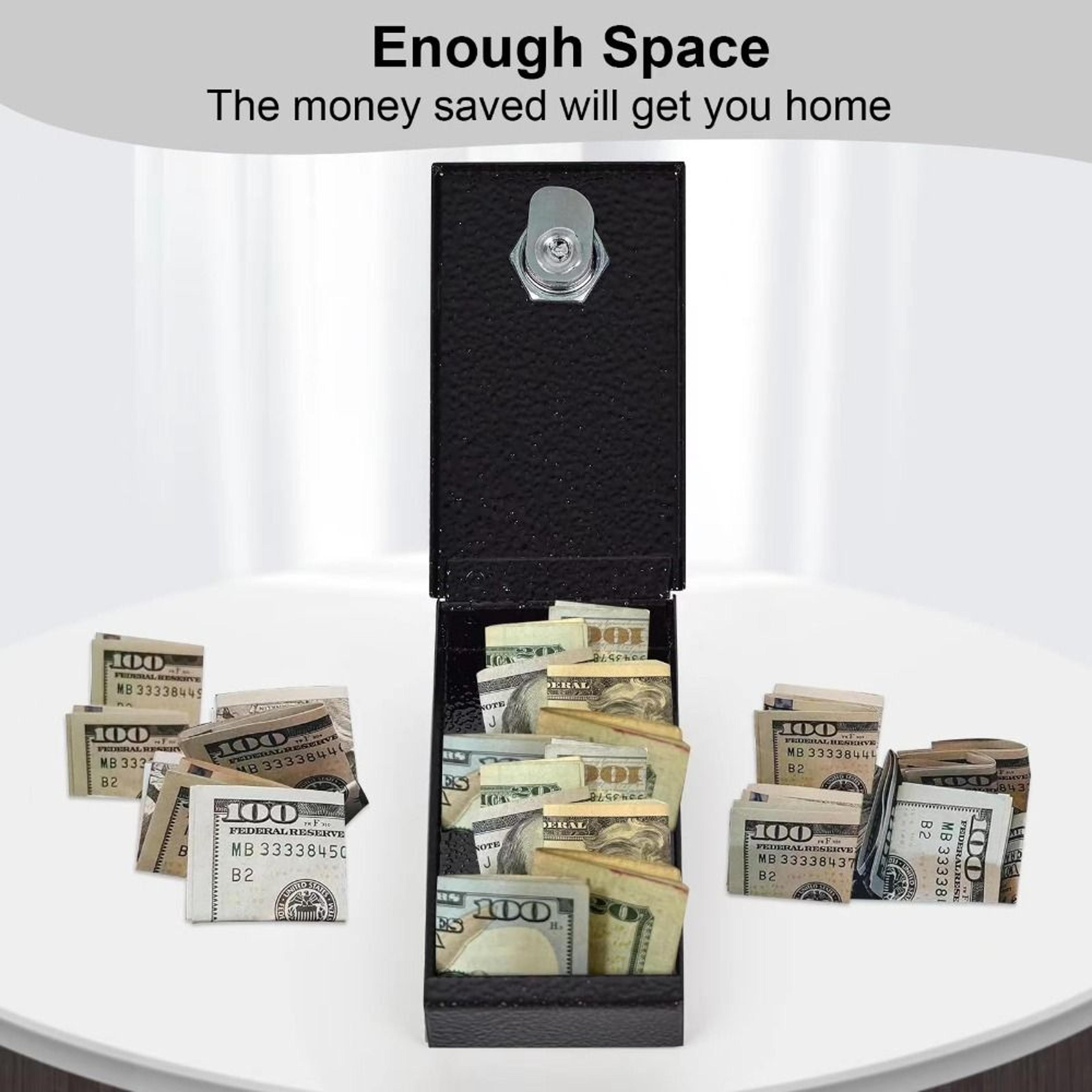 Portable Mini Cash Lock Box With Key Secure Metal Money Safe 5