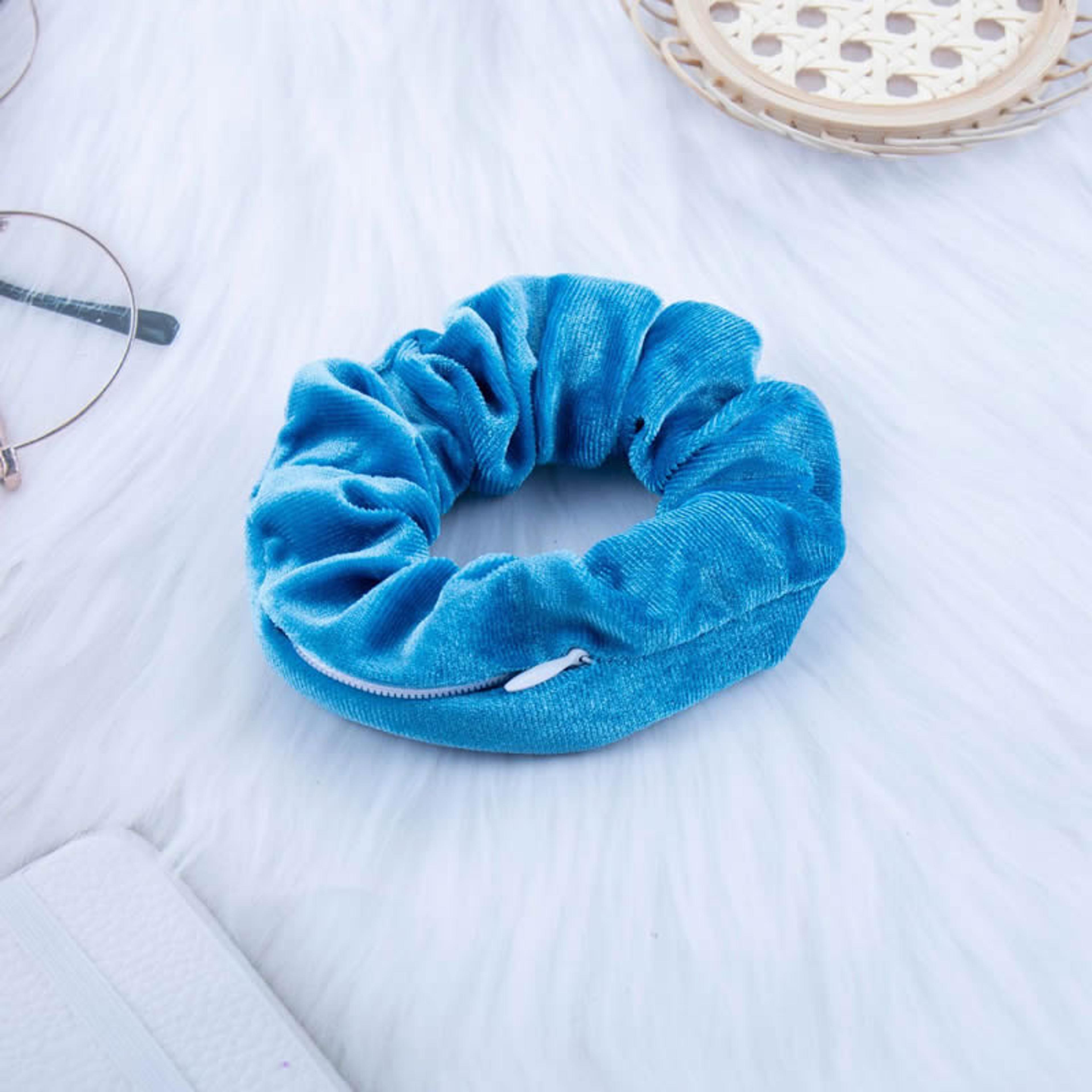 Hidden Pocket Scrunchie Secure Hair Tie With Zipper Secret Stash Travel Storage 5