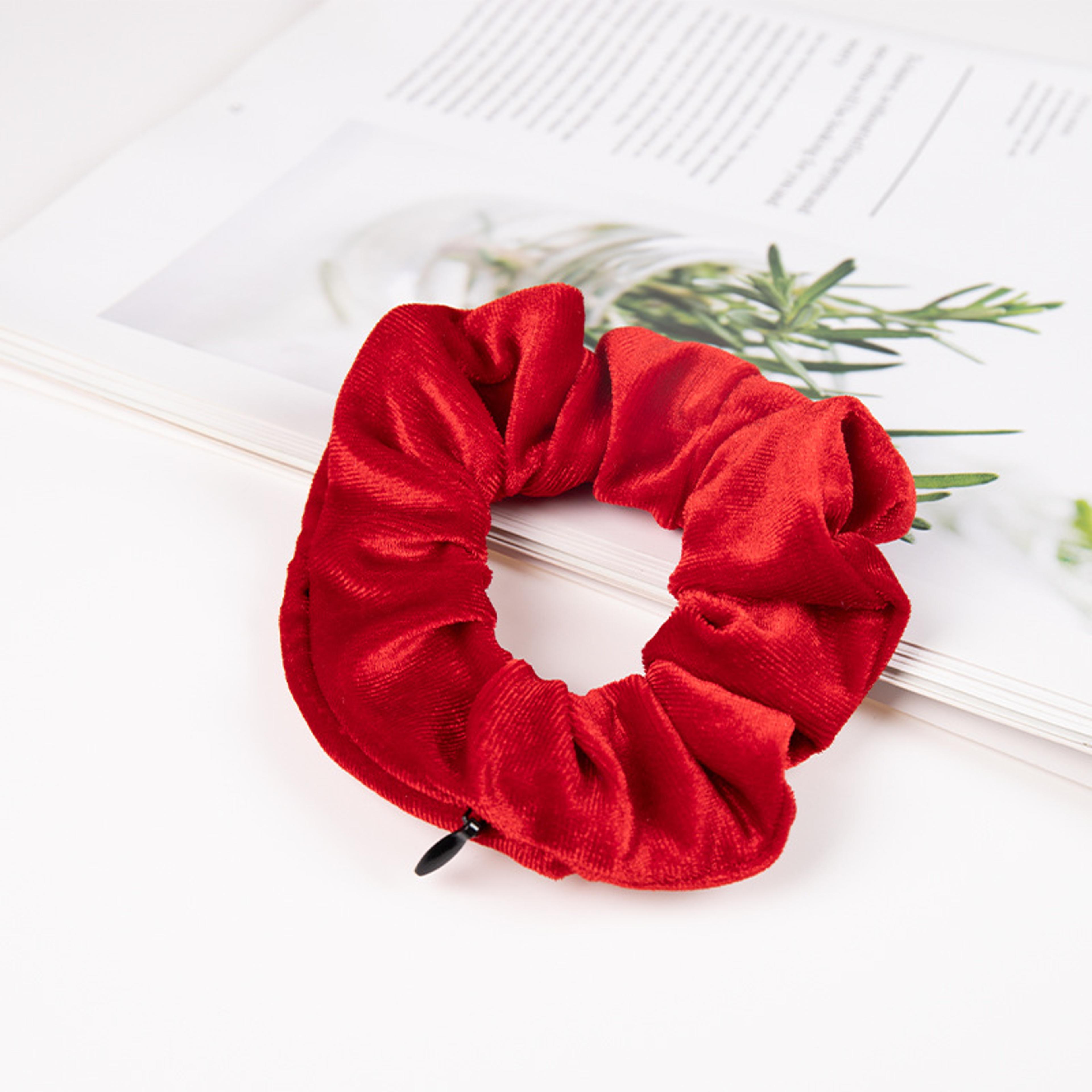 Hidden Pocket Scrunchie Secure Hair Tie With Zipper Secret Stash Travel Storage 12