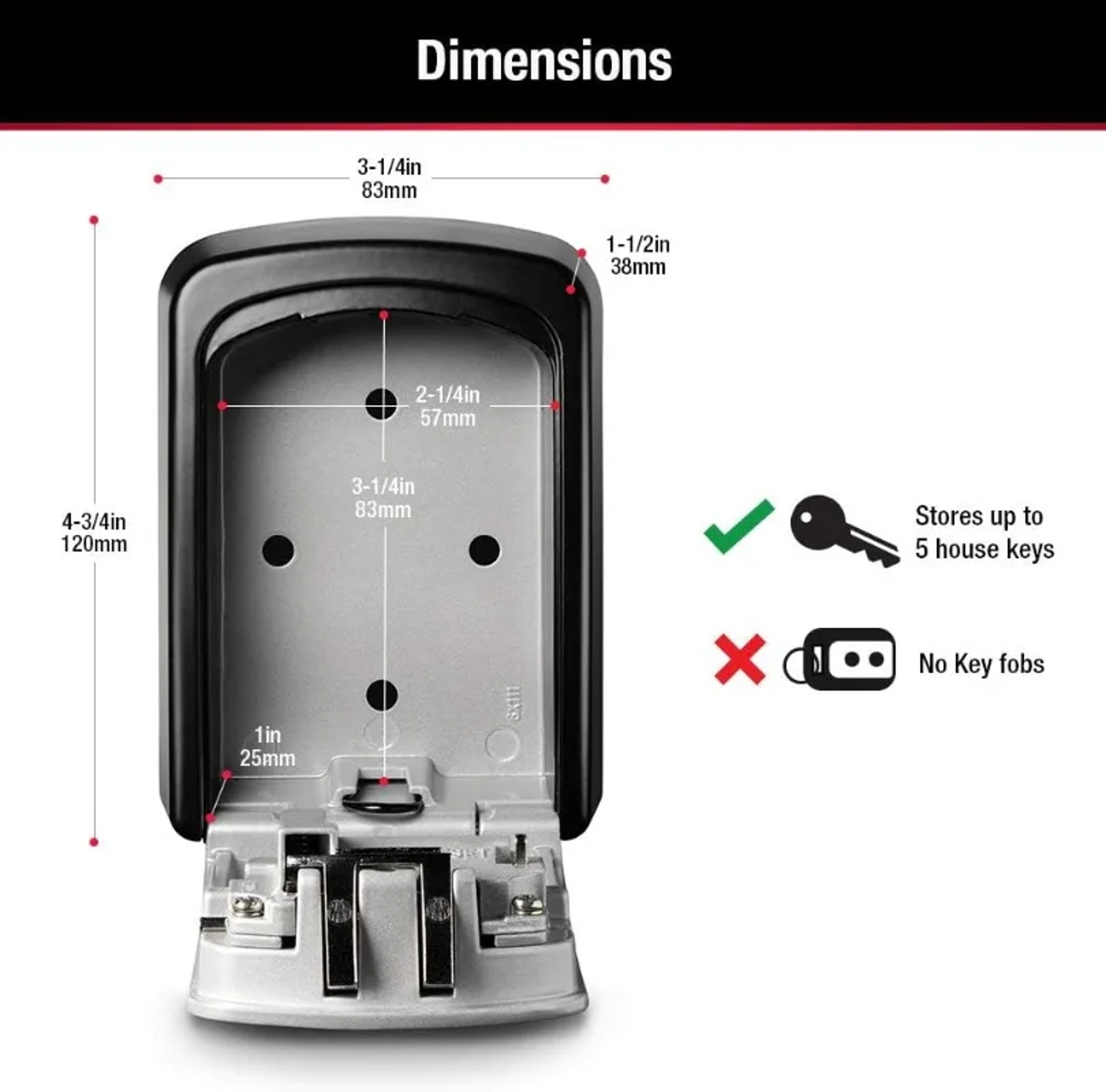 SecureGuard Wall Mounted Key Safe Lock Box With Combination For Outdoor Key Storage 5