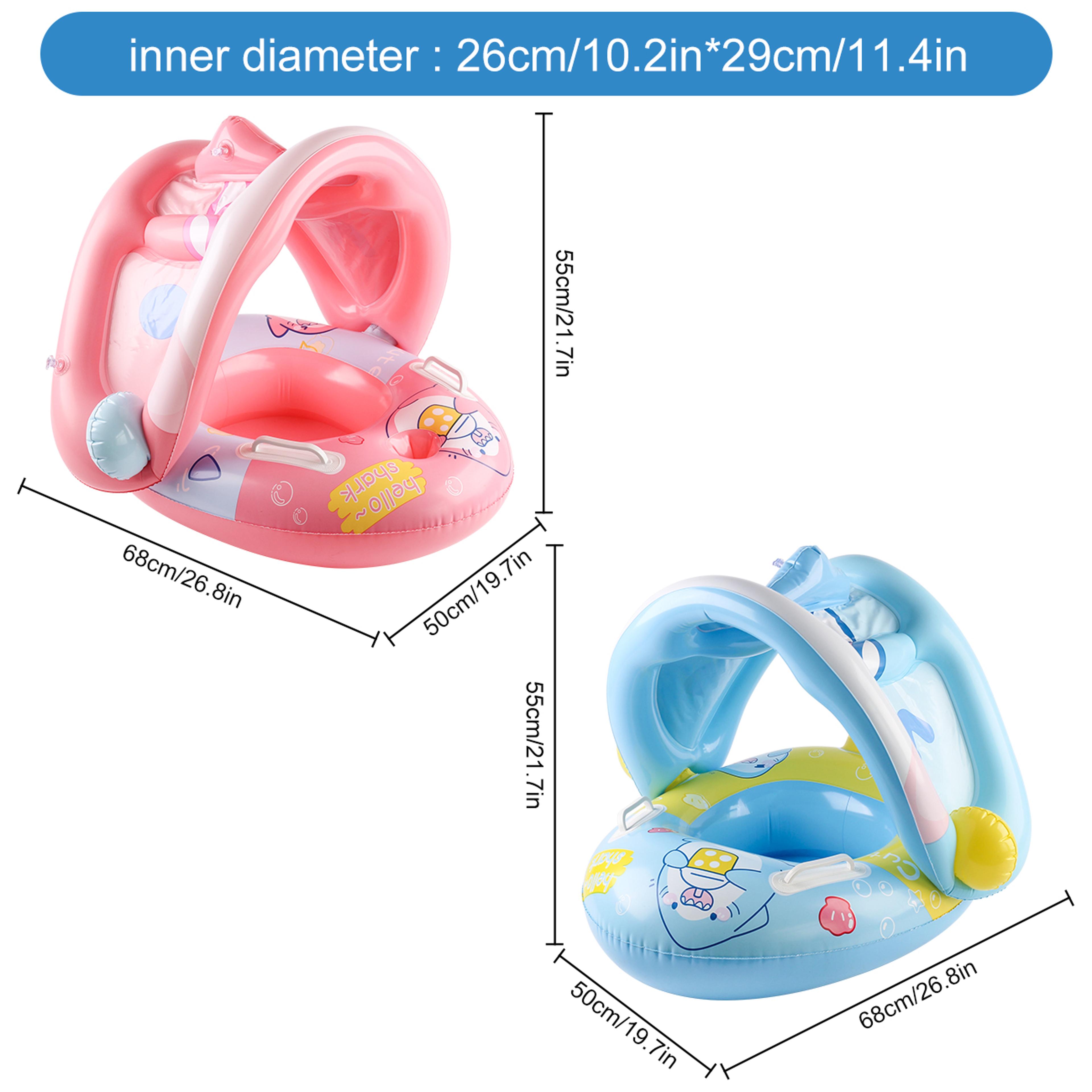Baby Pool Float With Canopy Safe Infant Swim Ring Seat For Toddlers Summer Water Fun 5