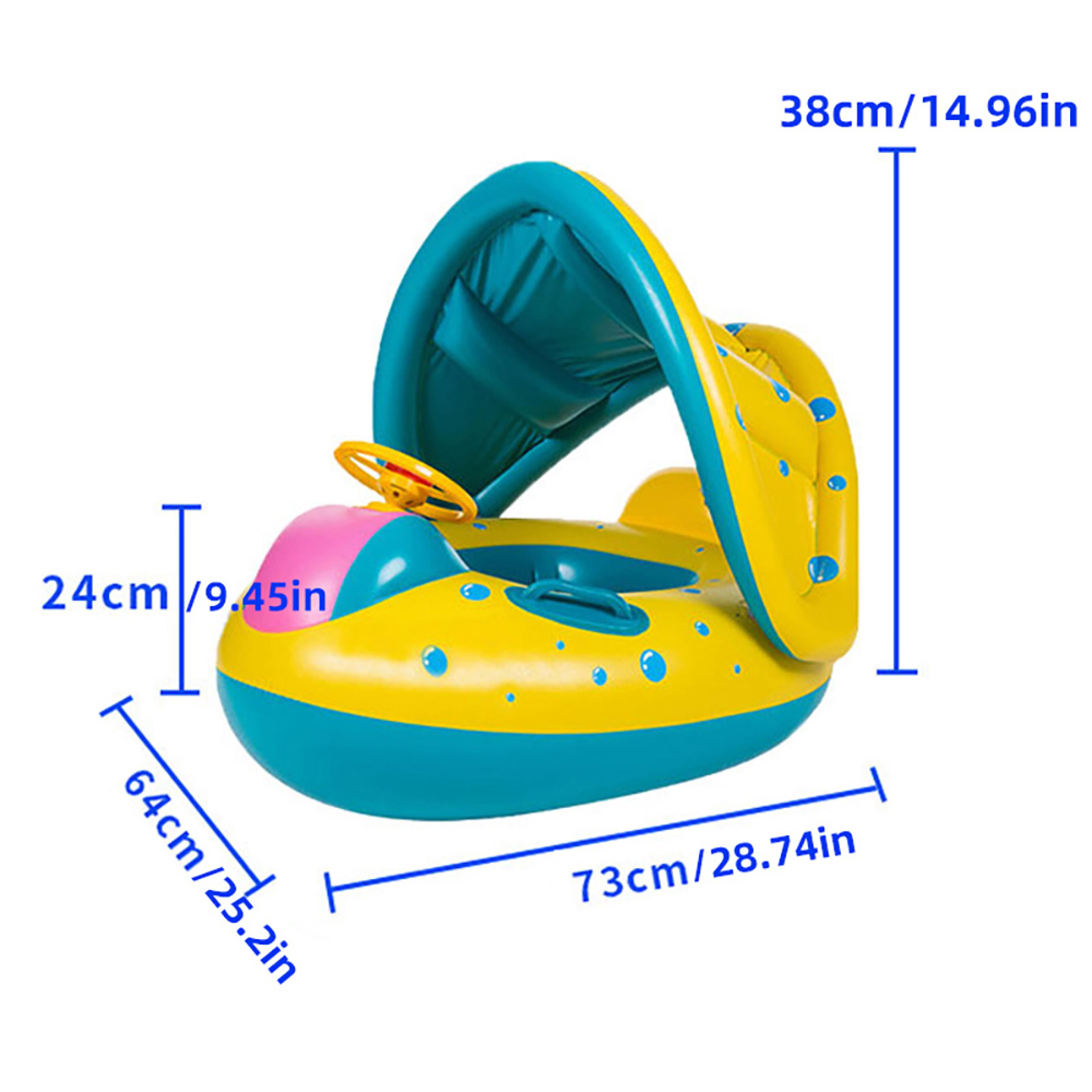 Baby Float With Canopy  Steering Wheel UV Protected Inflatable Toddler Pool Float 5