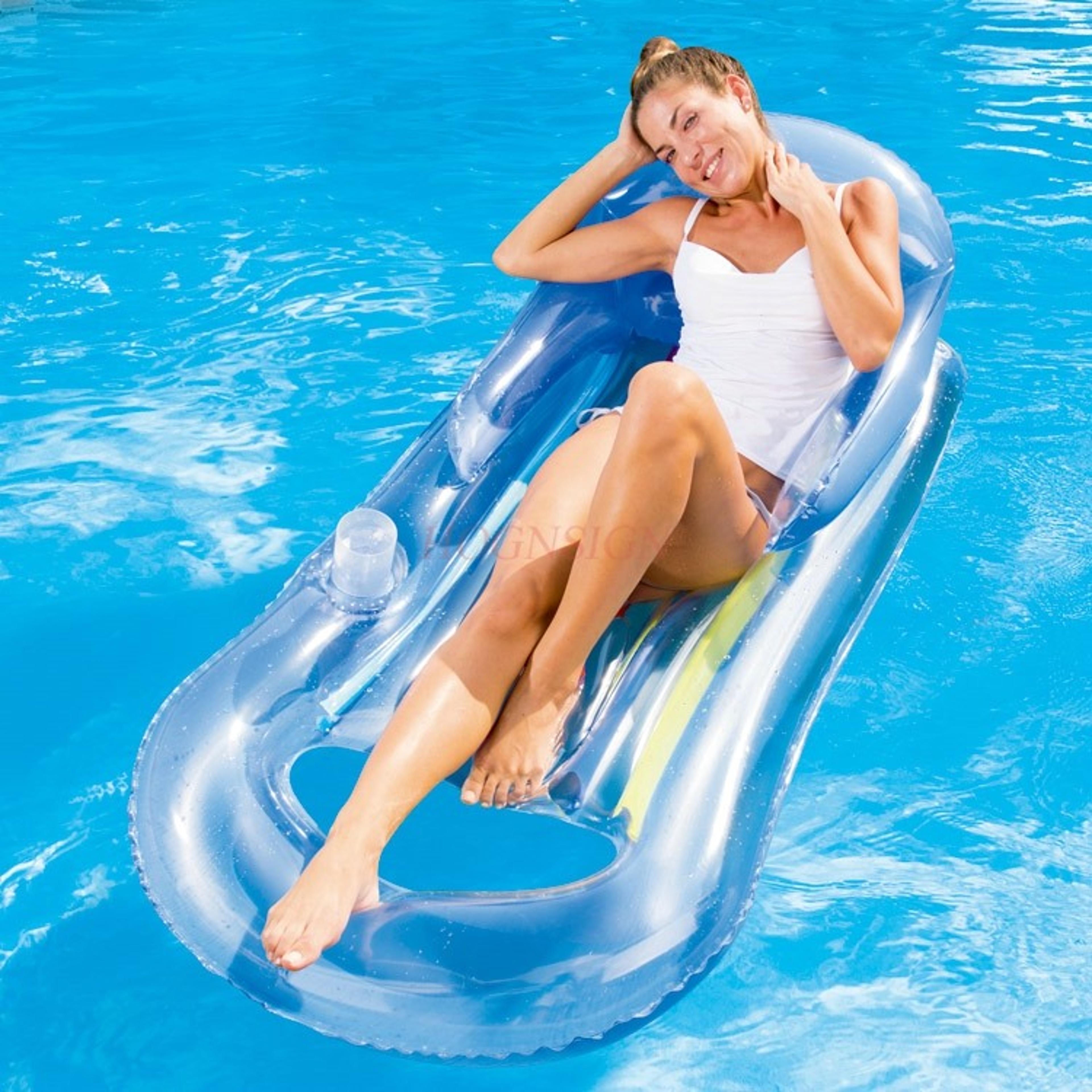Inflatable Pool Float Recliner With Backrest Floating Lounge Chair For Beach  Pool 5