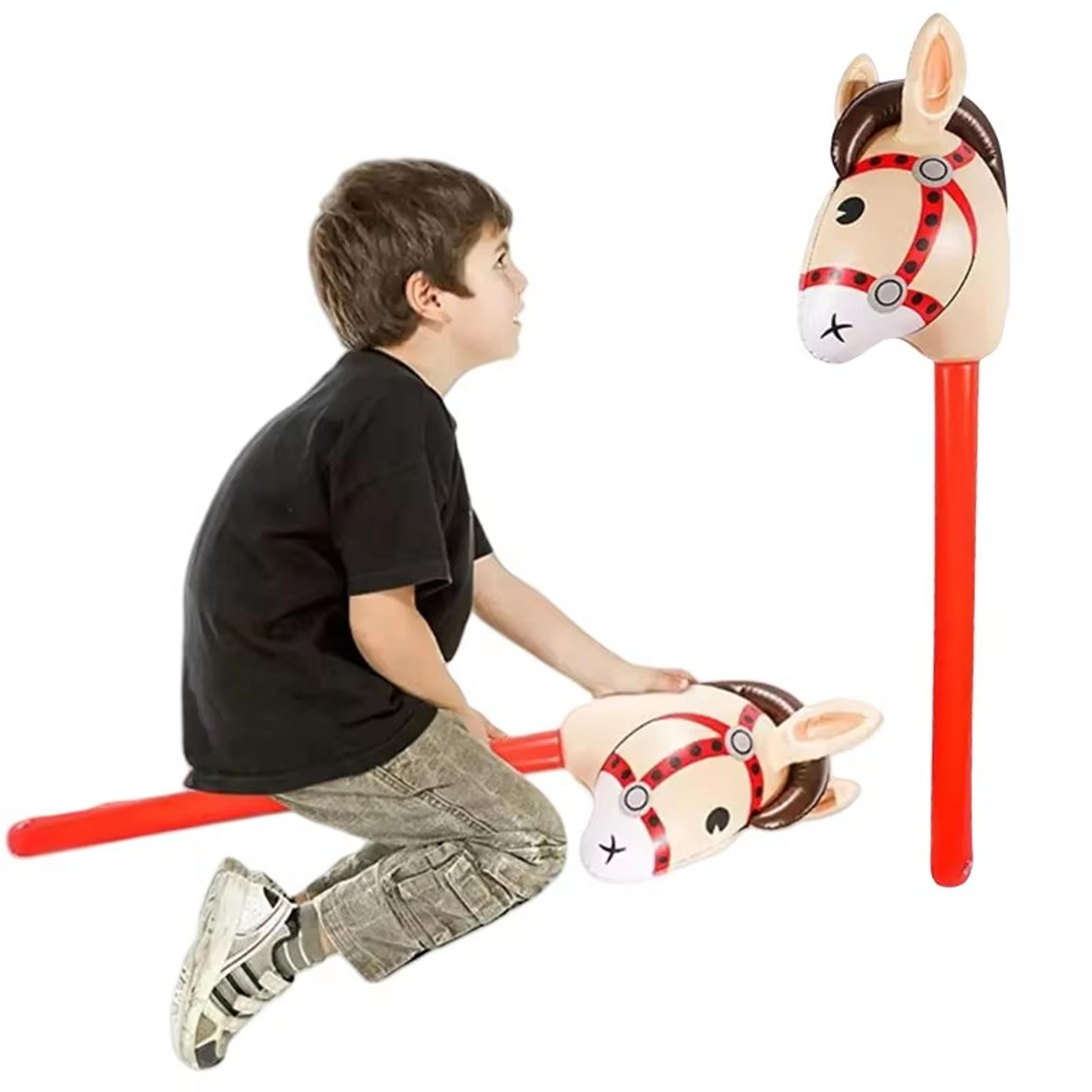 Inflatable Horse Head Stick Toy For Kids Cowboy Party  Farm Theme Fun 4