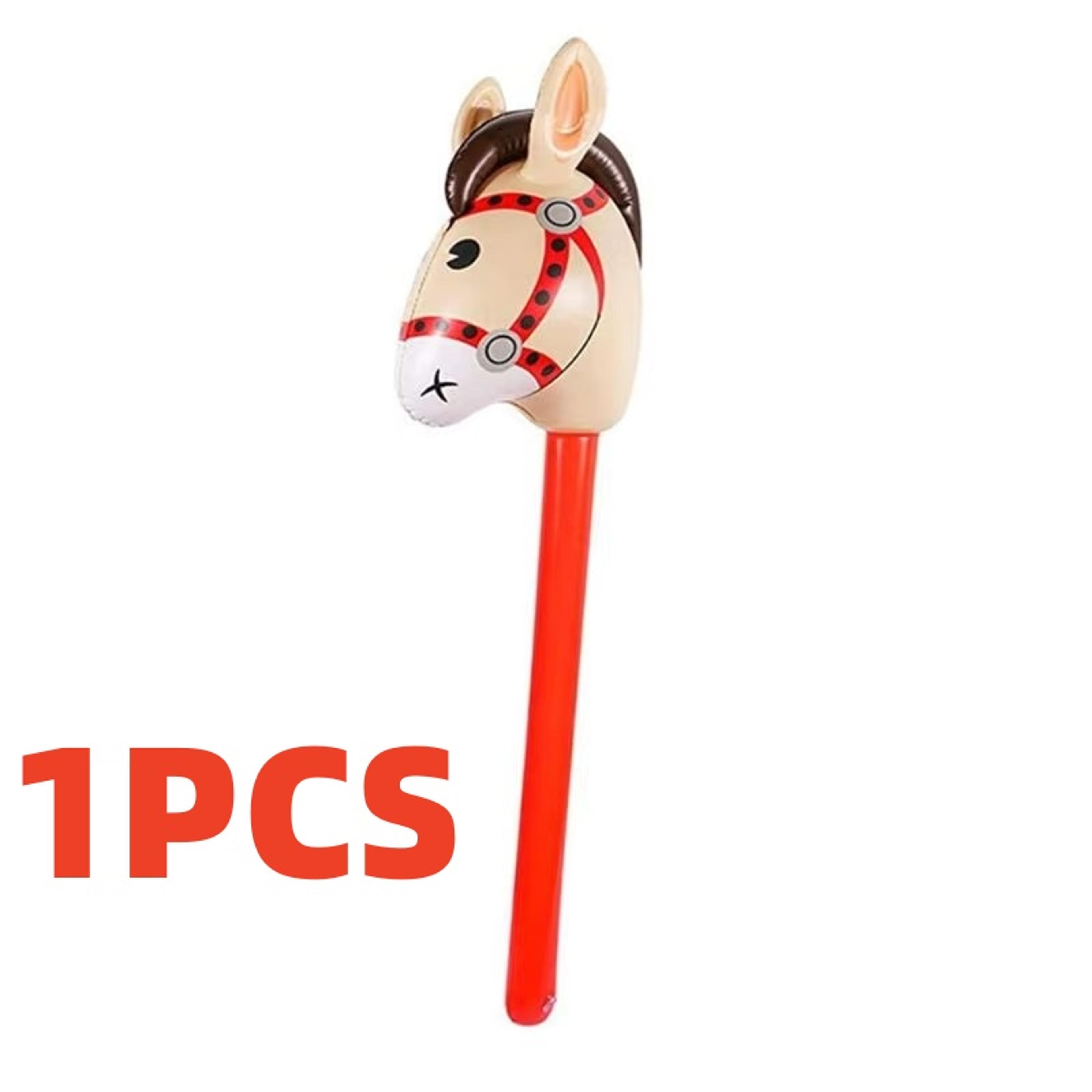 Inflatable Horse Head Stick Toy For Kids Cowboy Party  Farm Theme Fun 3