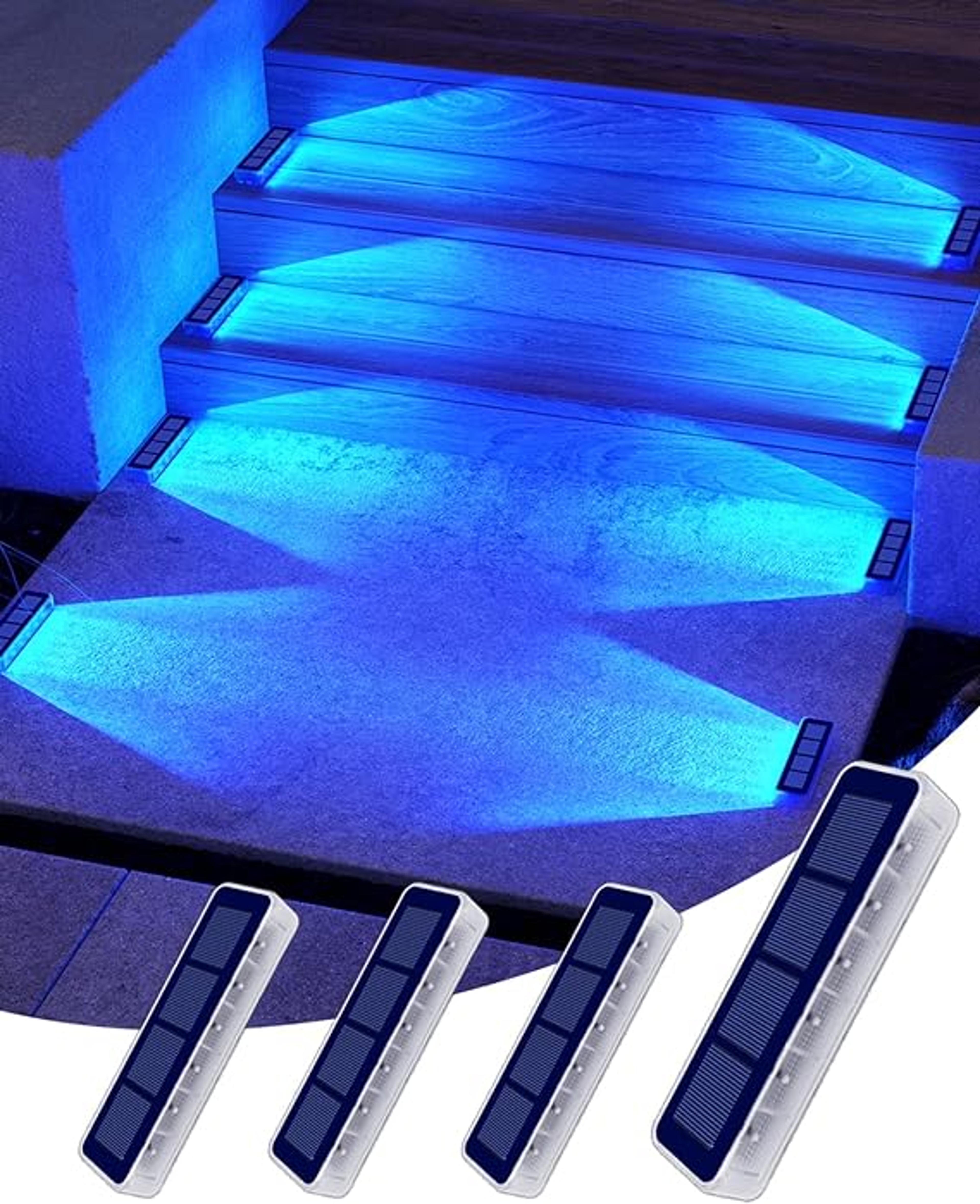 Solar Step Lights IP68 Waterproof LED Stair Lights For Garden Deck Pathway Outdoor Landscape Lighti 0
