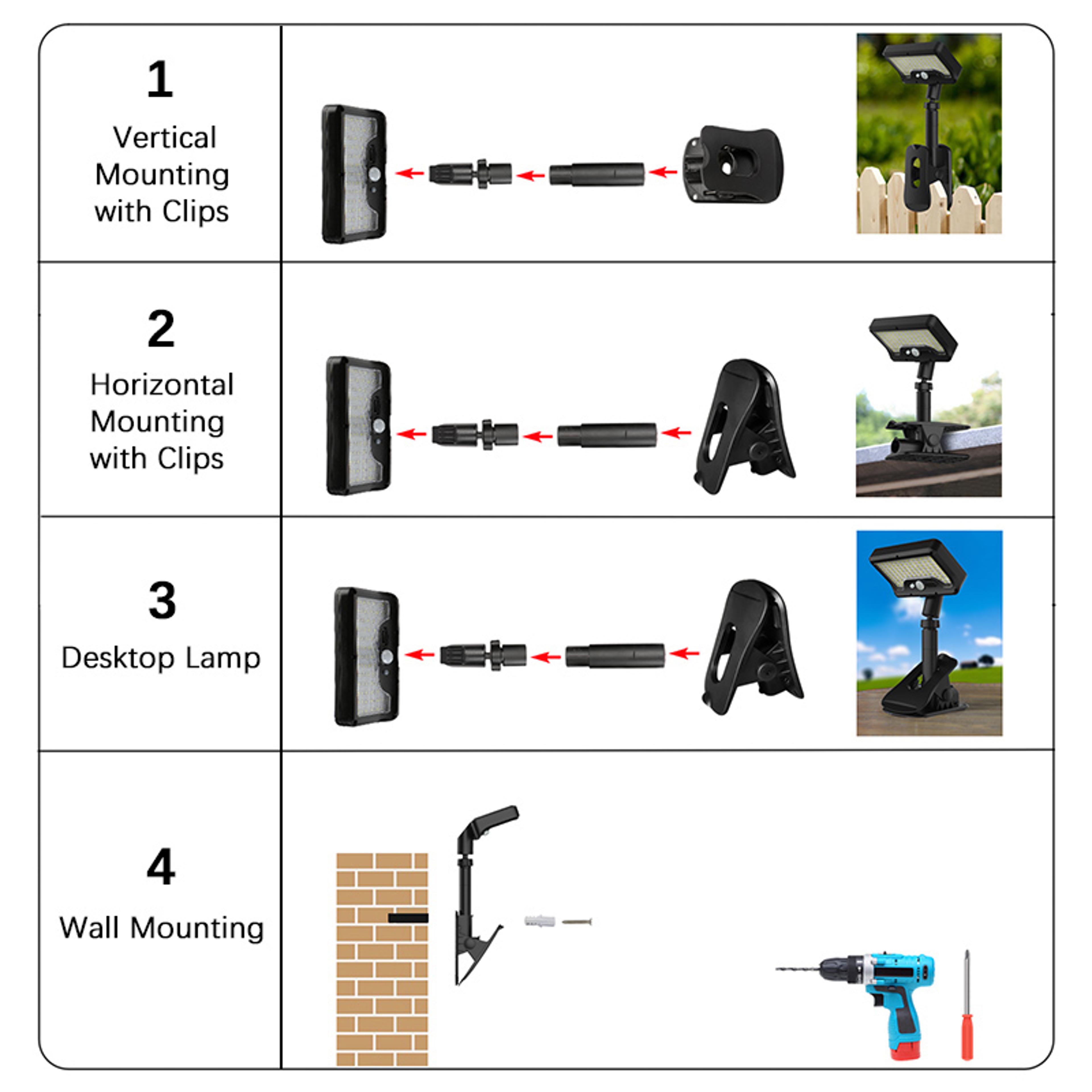 92 LED Solar Motion Sensor Light Clip On Waterproof Outdoor Security Light For Garden Fence Patio C 2