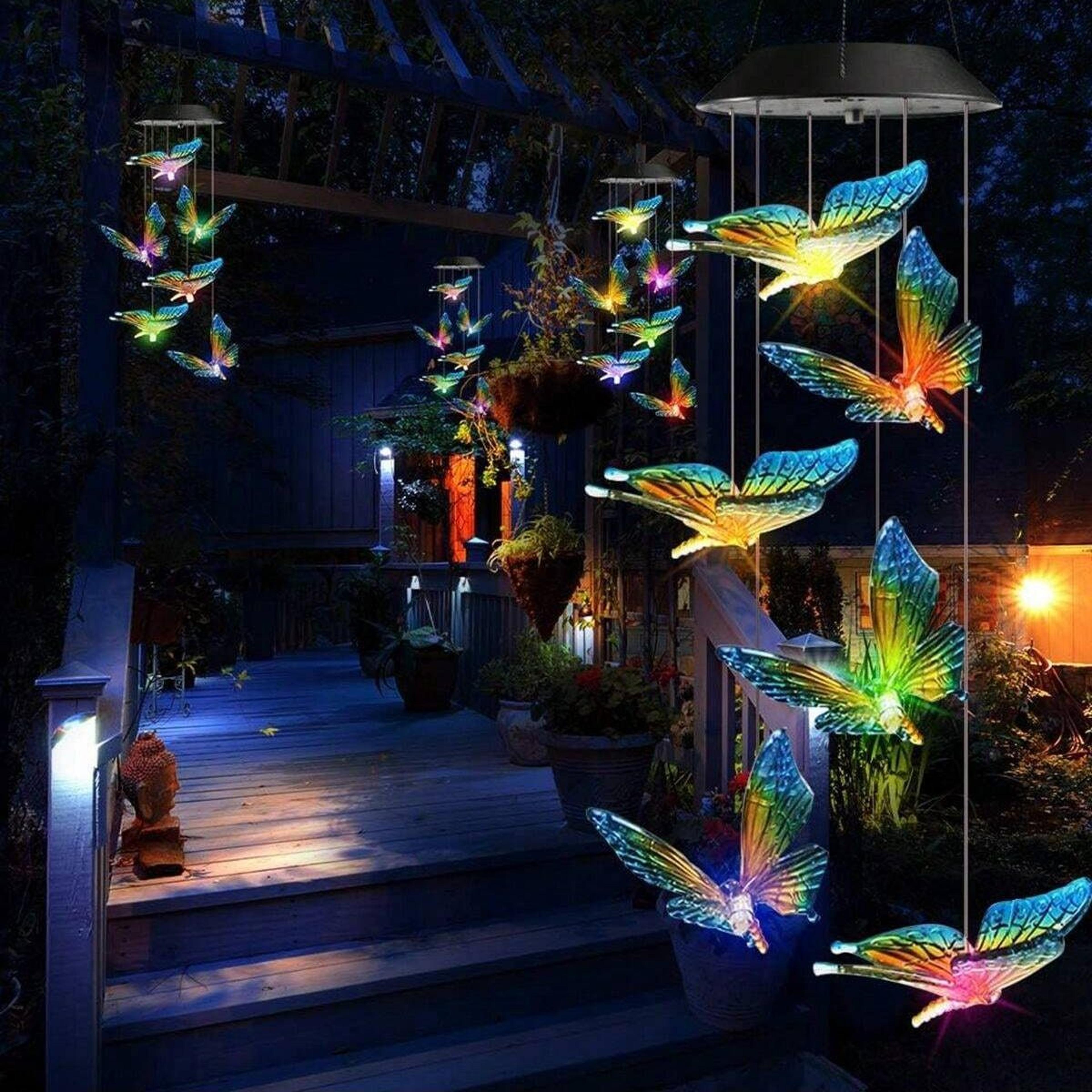 Solar Butterfly Wind Chimes With Color Changing Solar Lights For Garden Patio Outdoor Hanging Decor 5