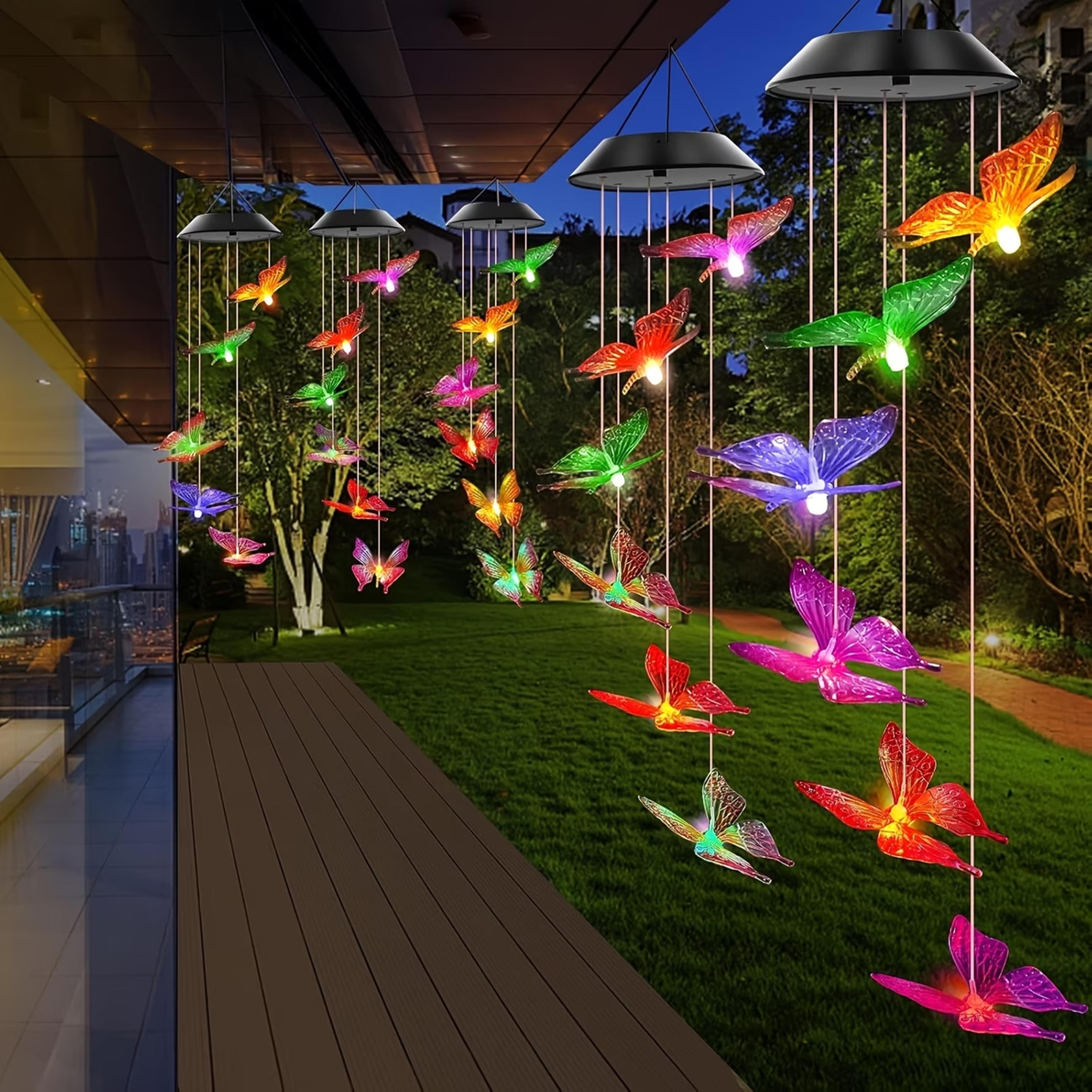 Solar Butterfly Wind Chimes With Color Changing Solar Lights For Garden Patio Outdoor Hanging Decor 0