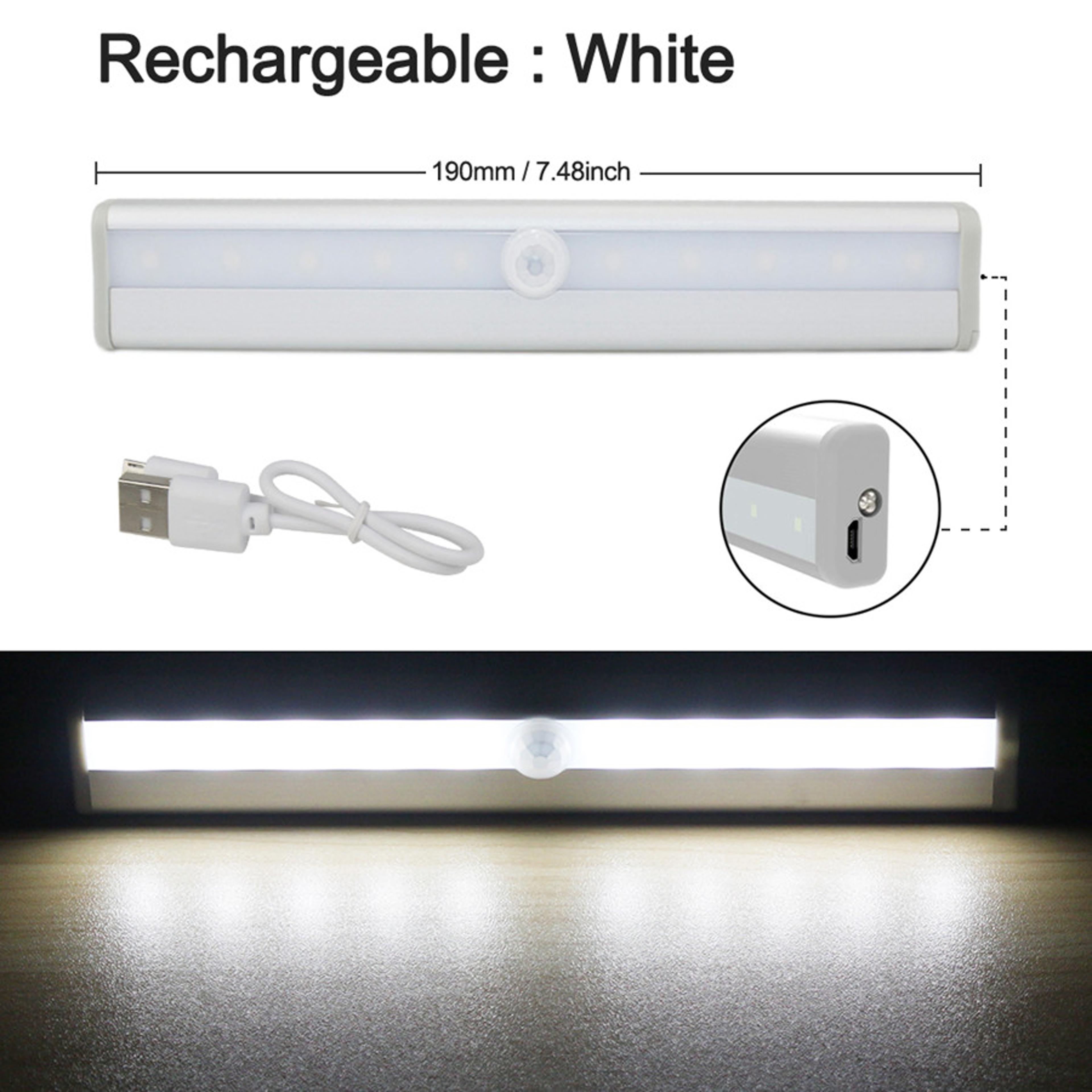 10 LED Motion Sensor Night Light USB Rechargeable Magnetic Closet Light For Wardrobe Cabinet Hallwa 7