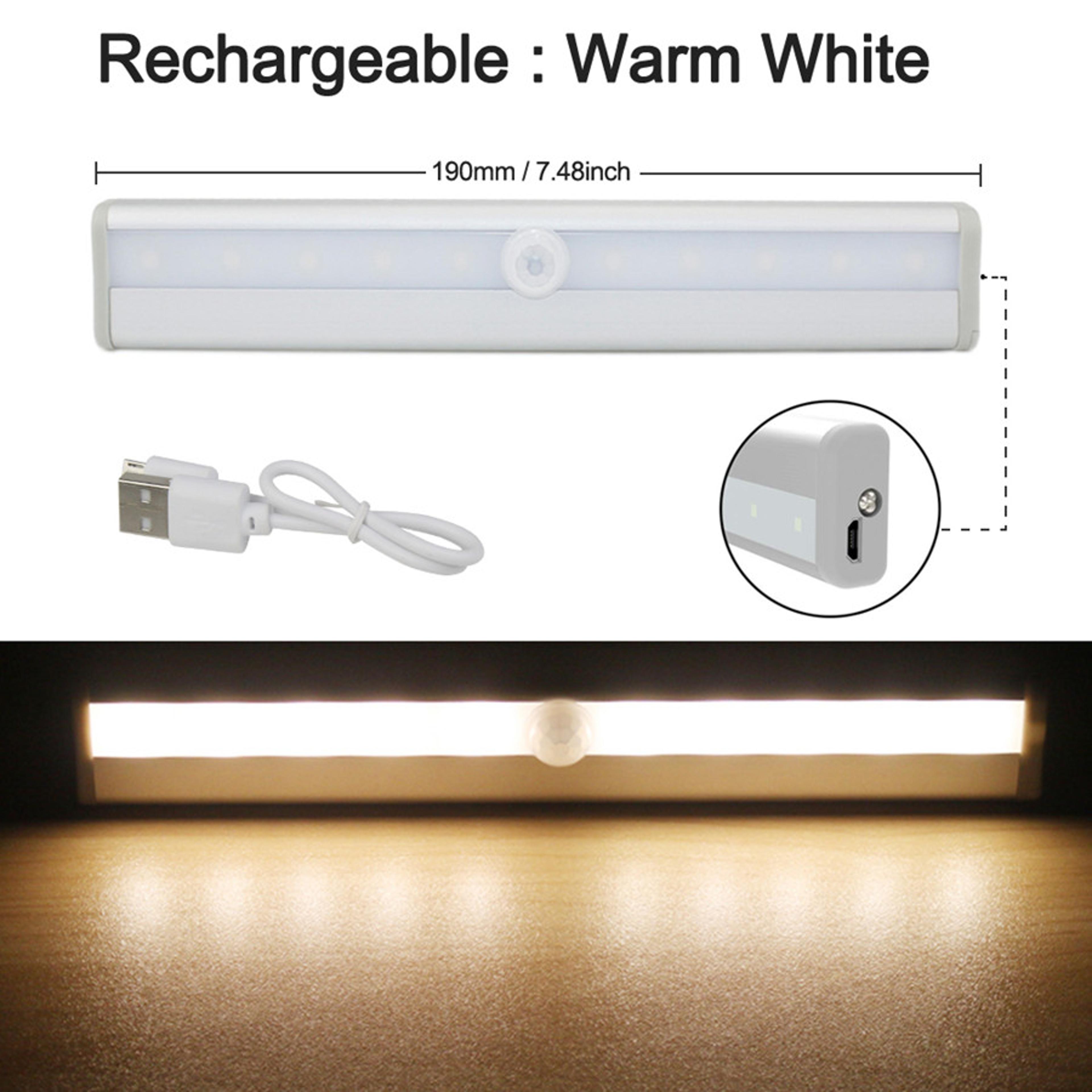 10 LED Motion Sensor Night Light USB Rechargeable Magnetic Closet Light For Wardrobe Cabinet Hallwa 4