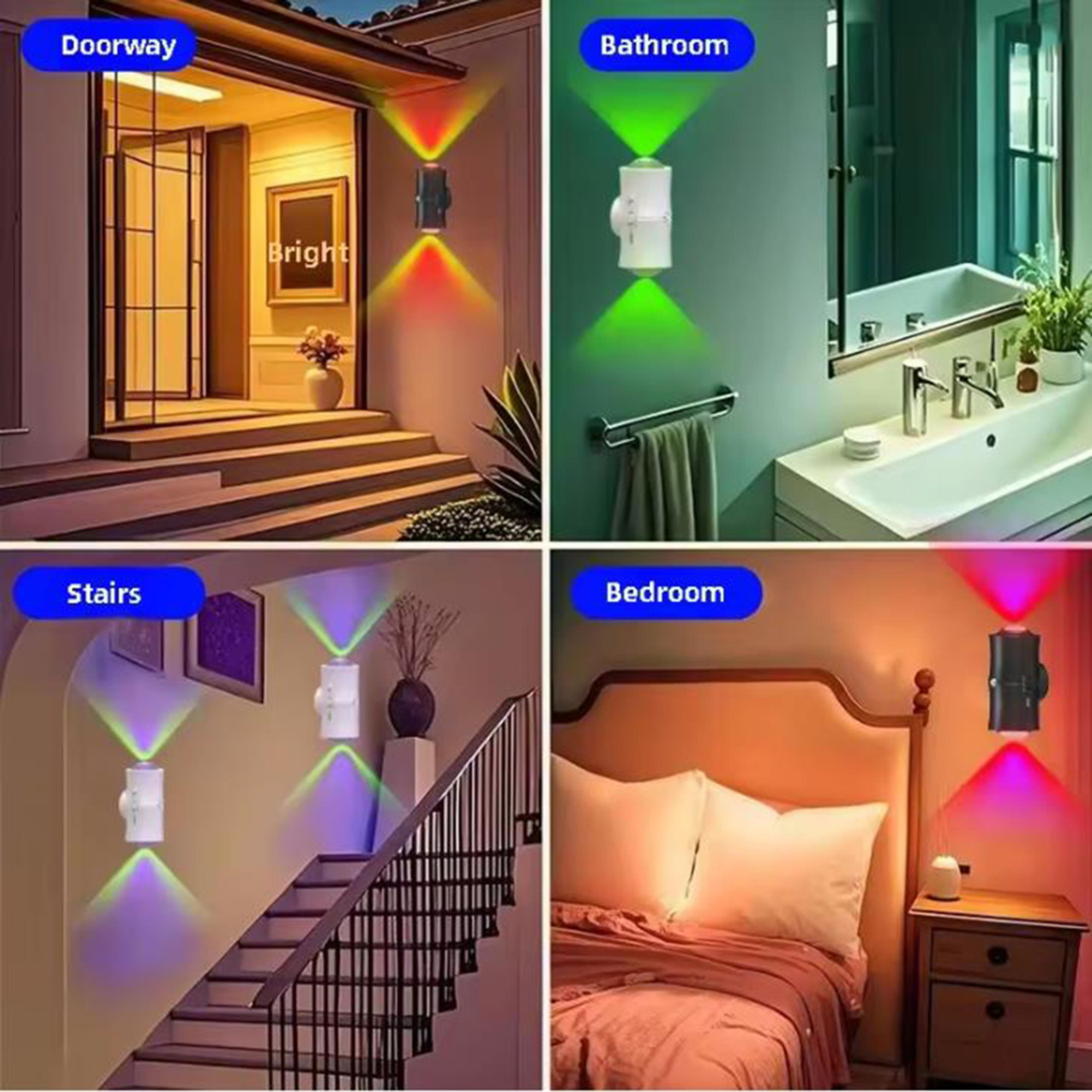 RGB Motion Sensor LED Night Light USB Rechargeable Double Head Cabinet Light With 7 Color Modes 3