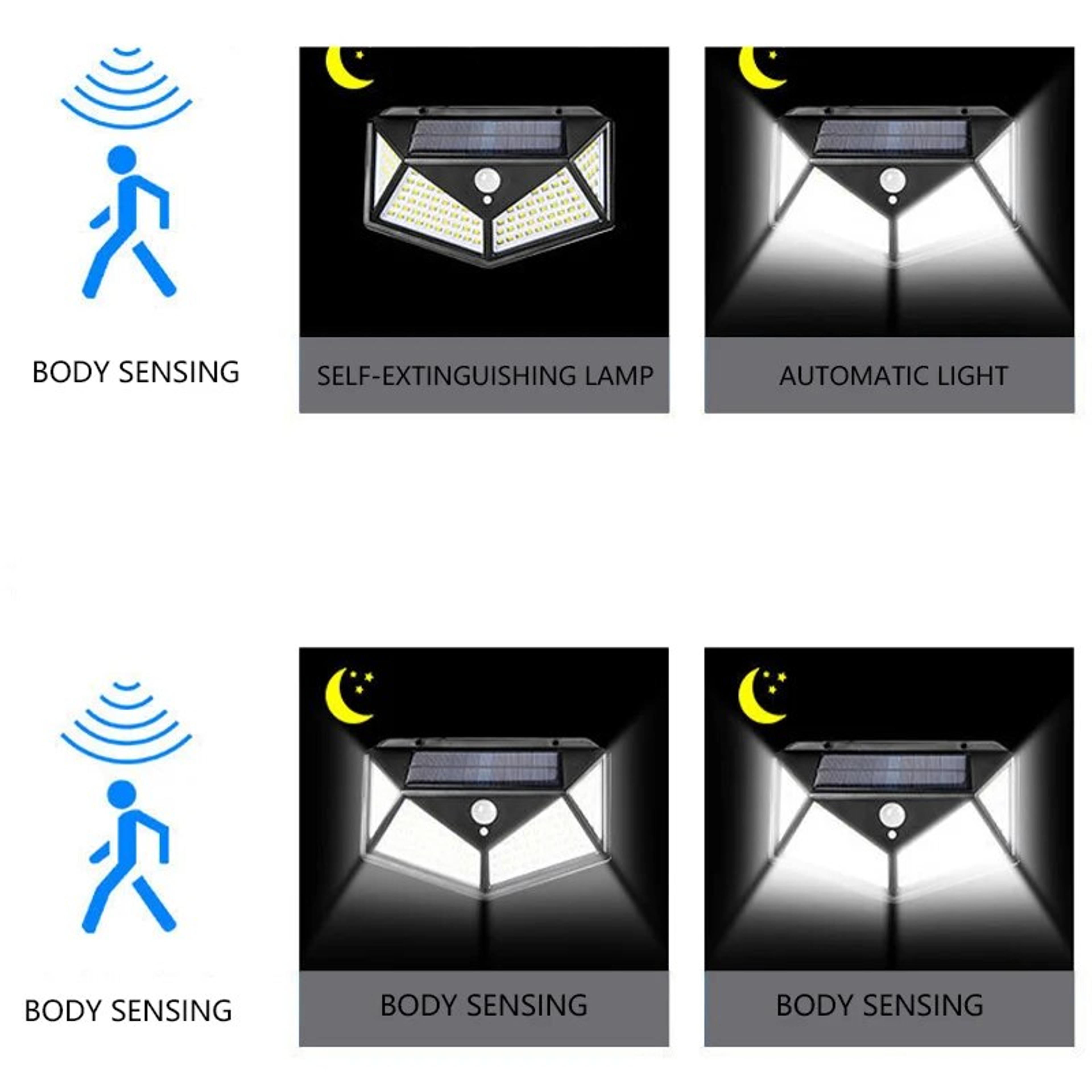 100 LED Solar Wall Light Outdoor Motion Sensor Light Waterproof Security Garden Lamp 2