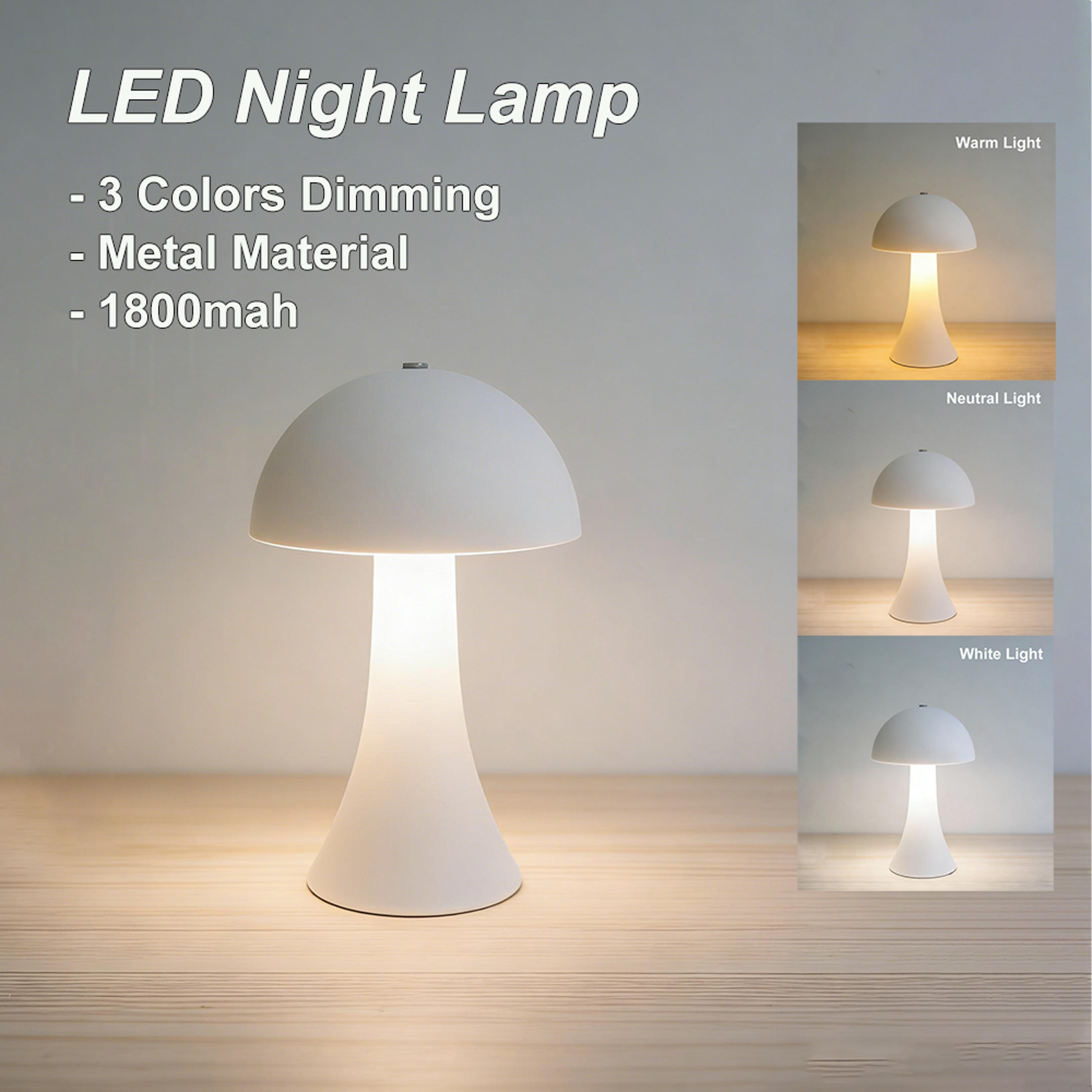 KFV Rechargeable Table Lamp Retro Mushroom Bedside Lamp Touch Sensor LED Desk Light 3