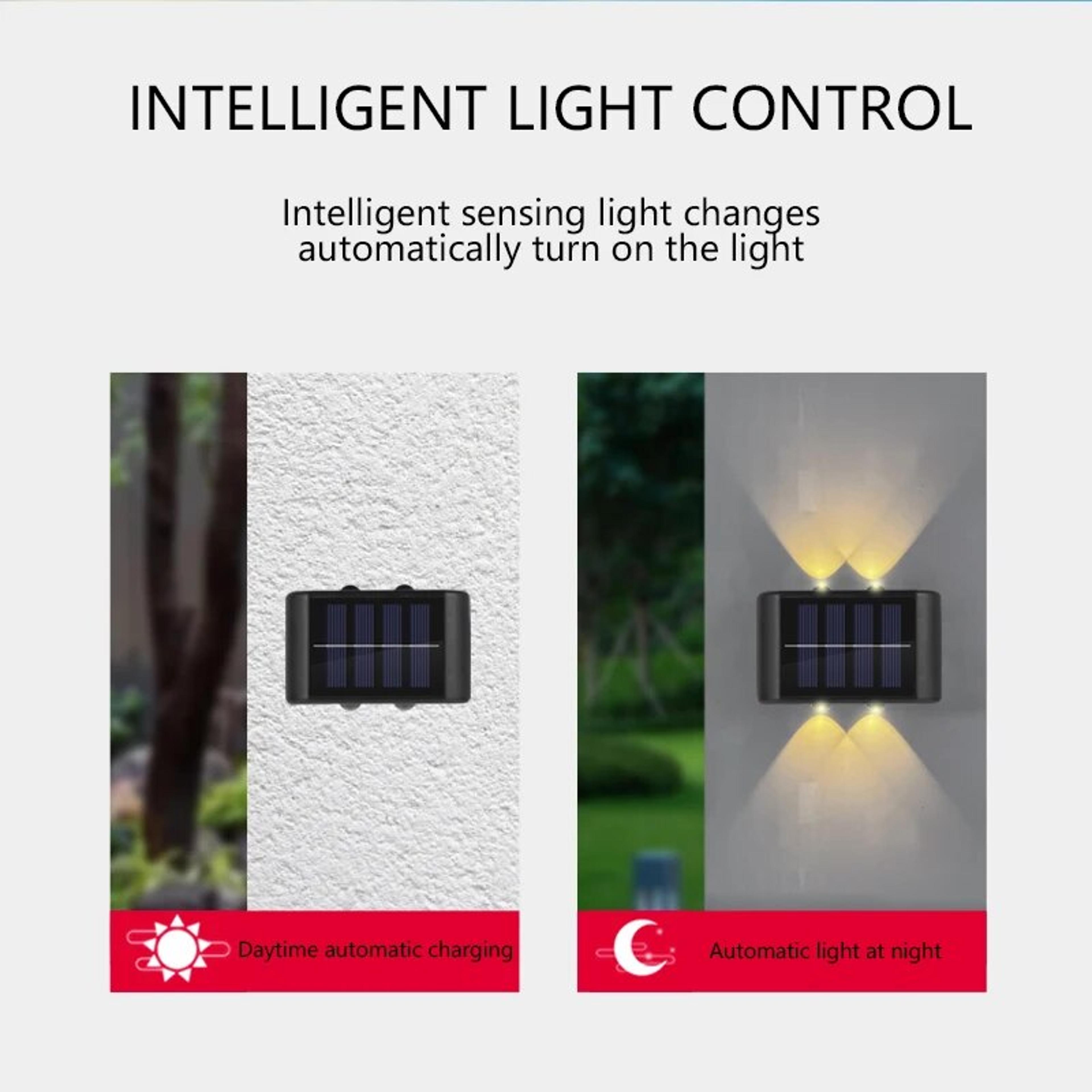 Outdoor Solar Wall Light IP65 Waterproof 4 LED Up Down Garden Fence Light 4