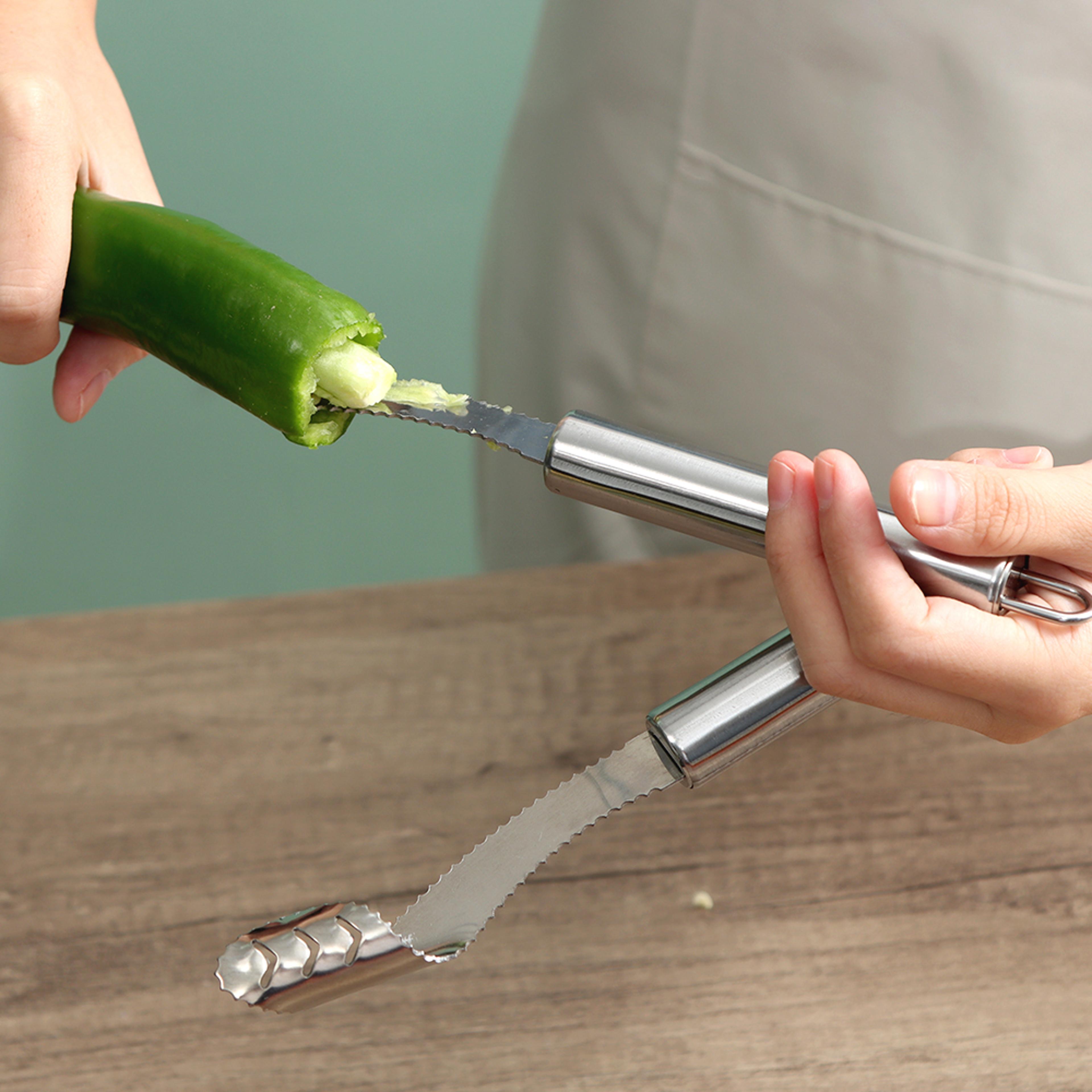Stainless Steel Pepper Corer Tool Vegetable Corer Seed Remover For Jalapenos Tomatoes And Chili Pep 1