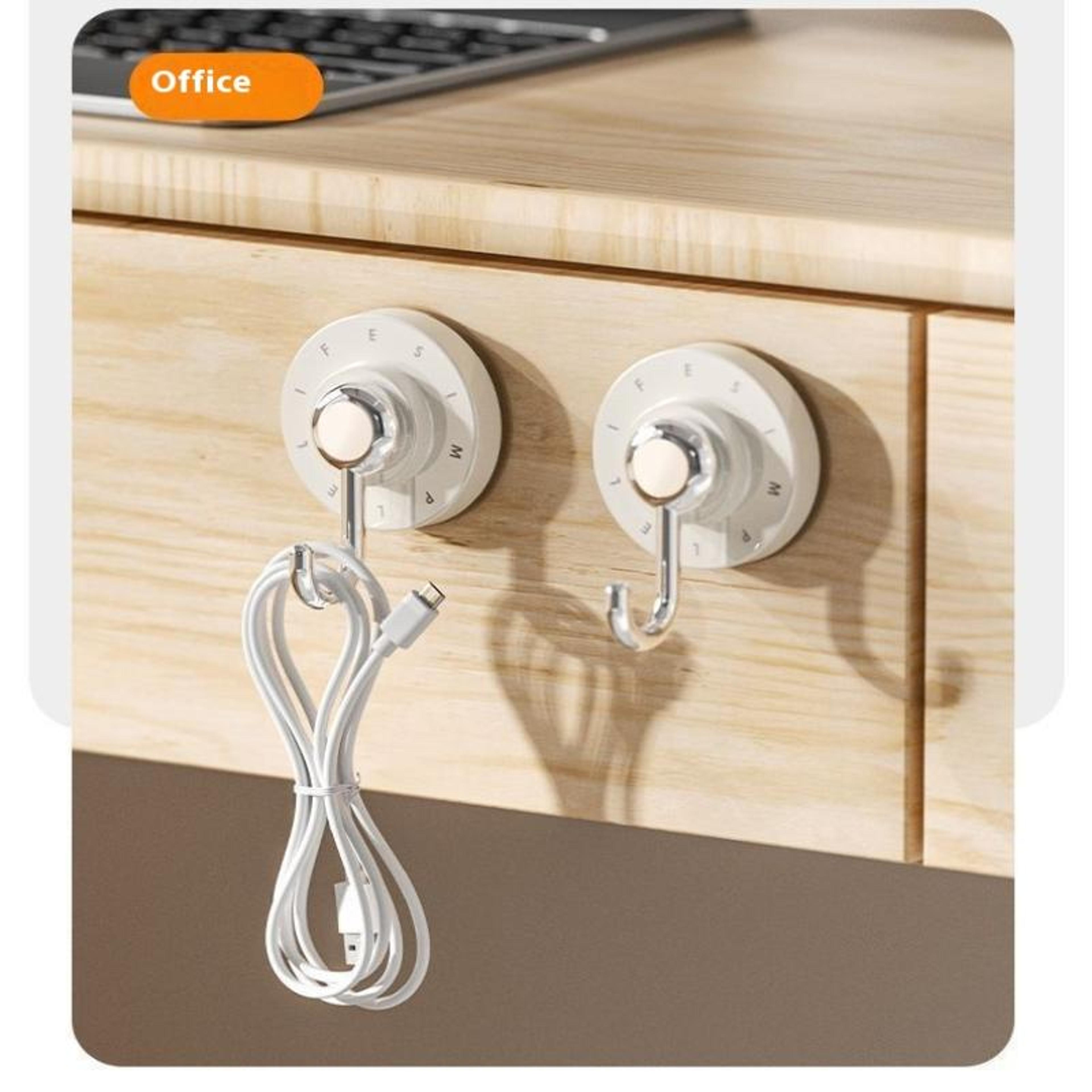 360 Rotating Adhesive Wall Hooks Waterproof No Drill Suction Storage Hooks 3
