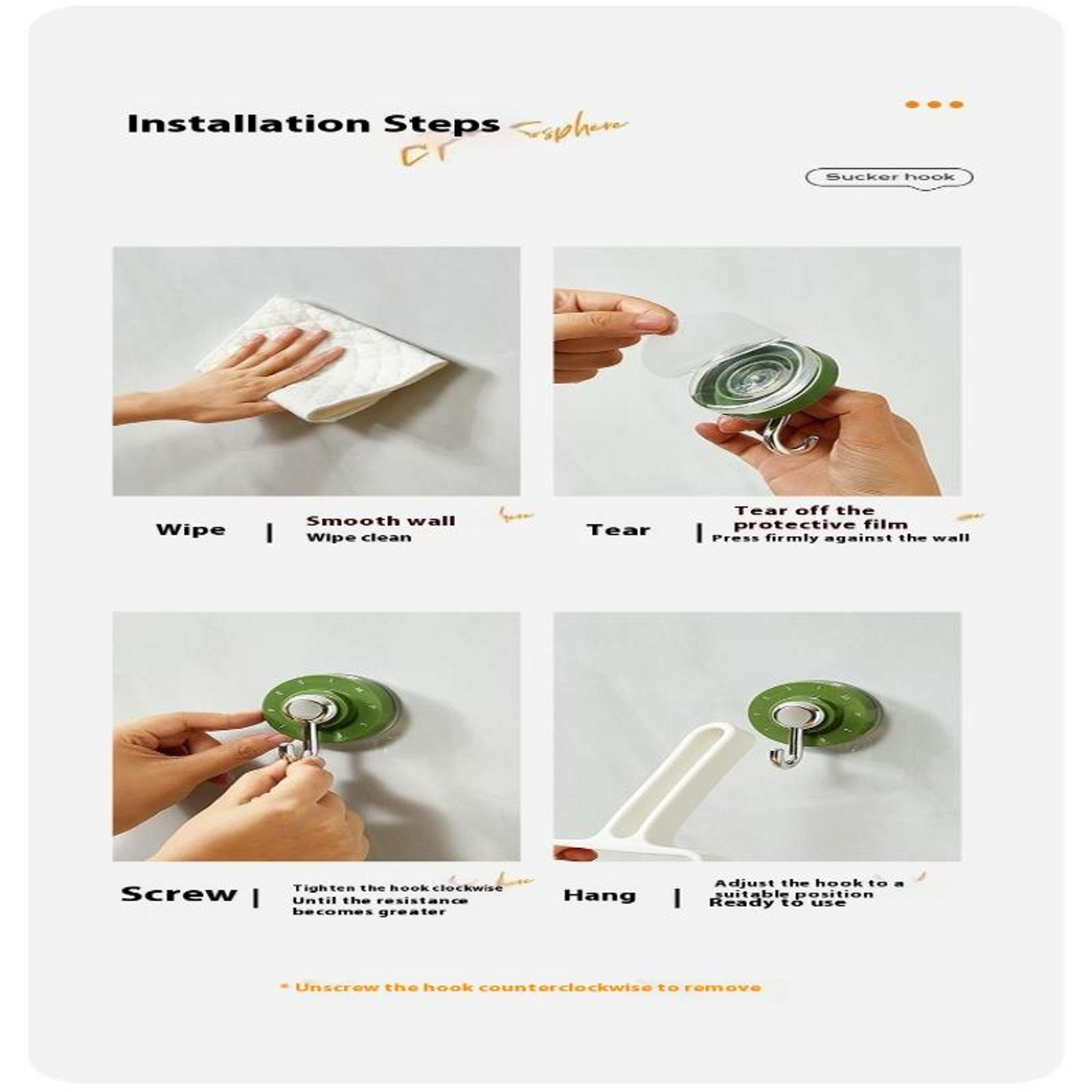 360 Rotating Adhesive Wall Hooks Waterproof No Drill Suction Storage Hooks 4