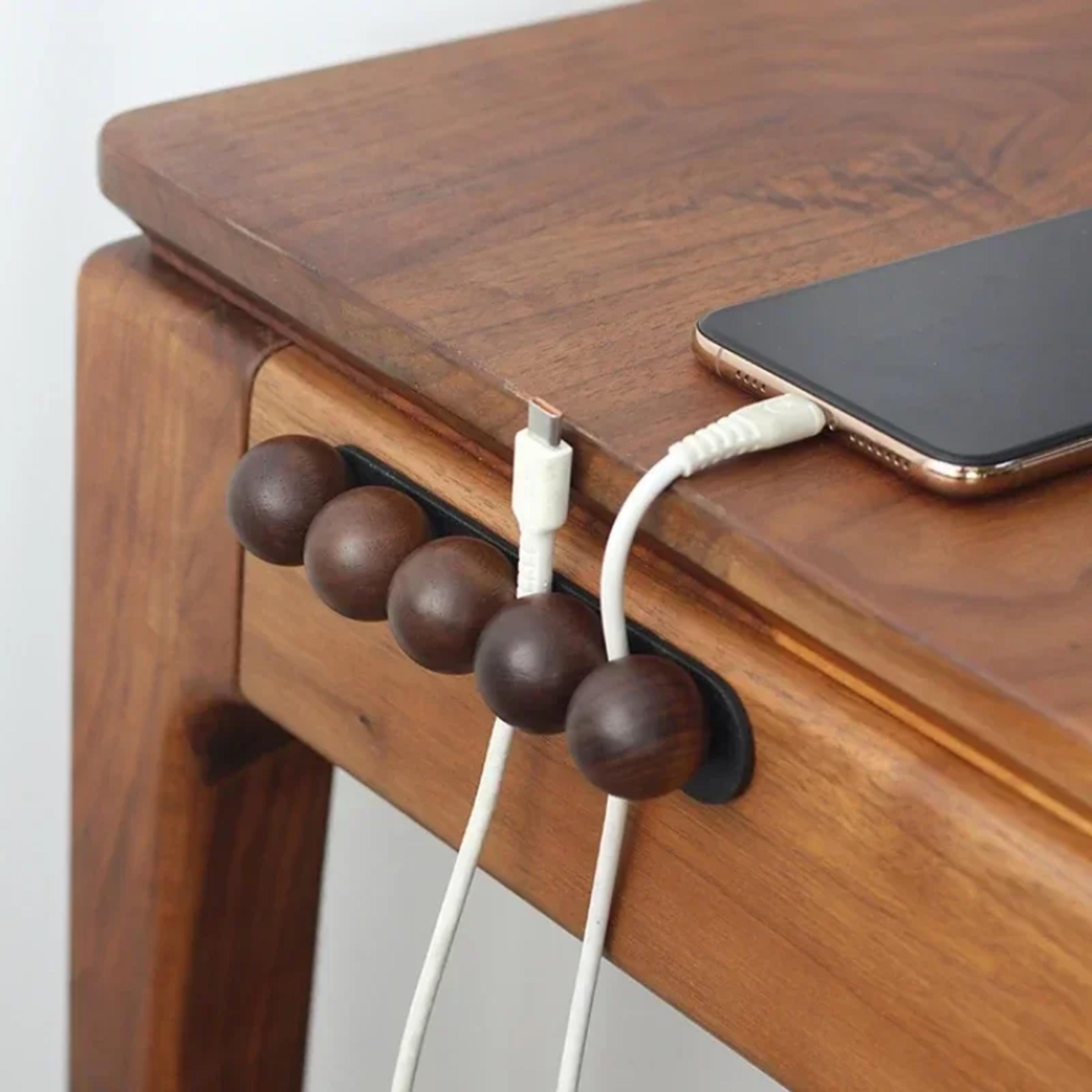 Solid Wood Cable Organizer Desktop Cable Management Holder Cord Wrapper For Home Office Desk 1