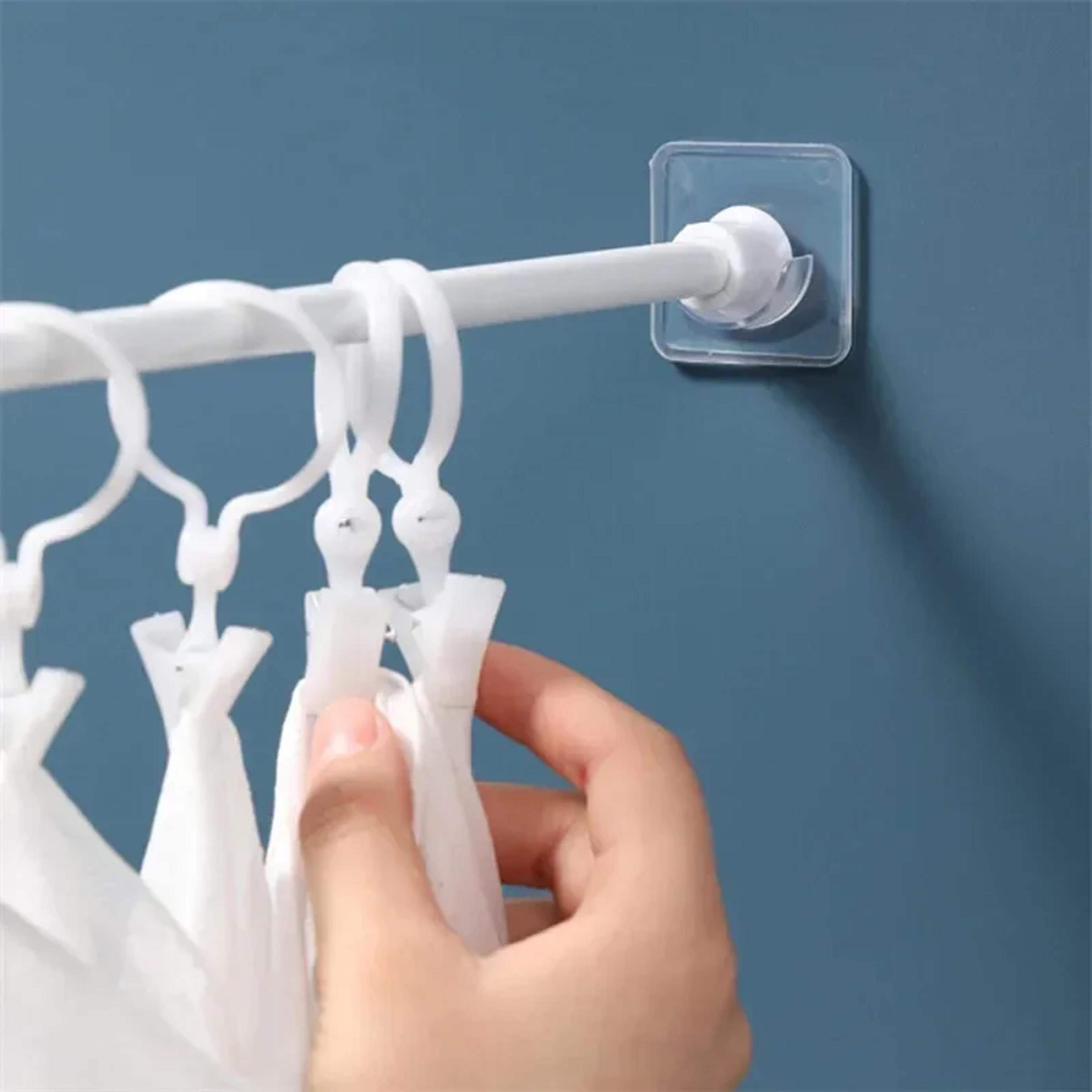 6 Pack No Drill Rod Holders Adjustable Telescopic Pole Brackets Wall Mount Support Clips 5