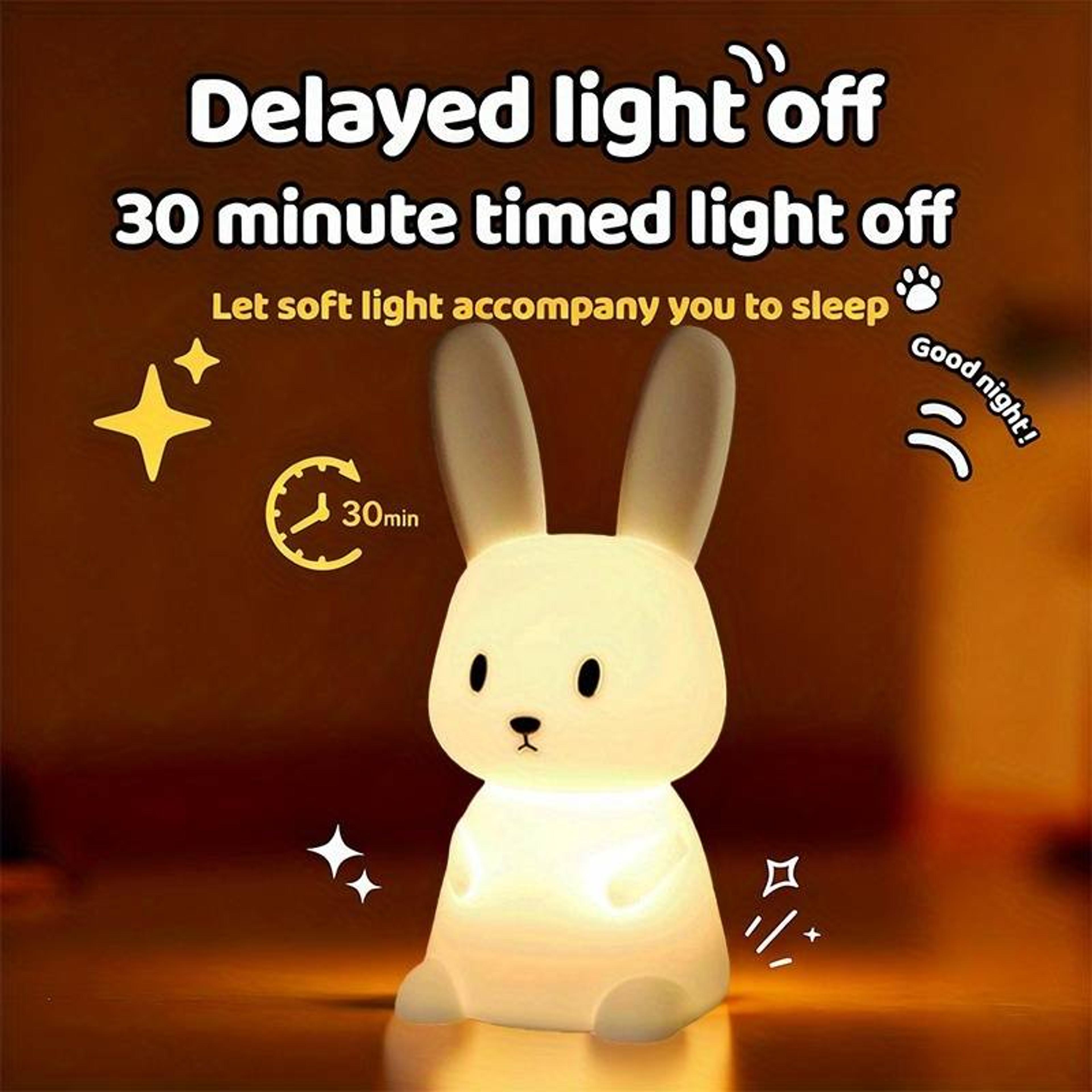 Cute Rabbit Night Light Soft Silicone LED Night Light Touch Sensor Nursery Table Lamp For Kids 2