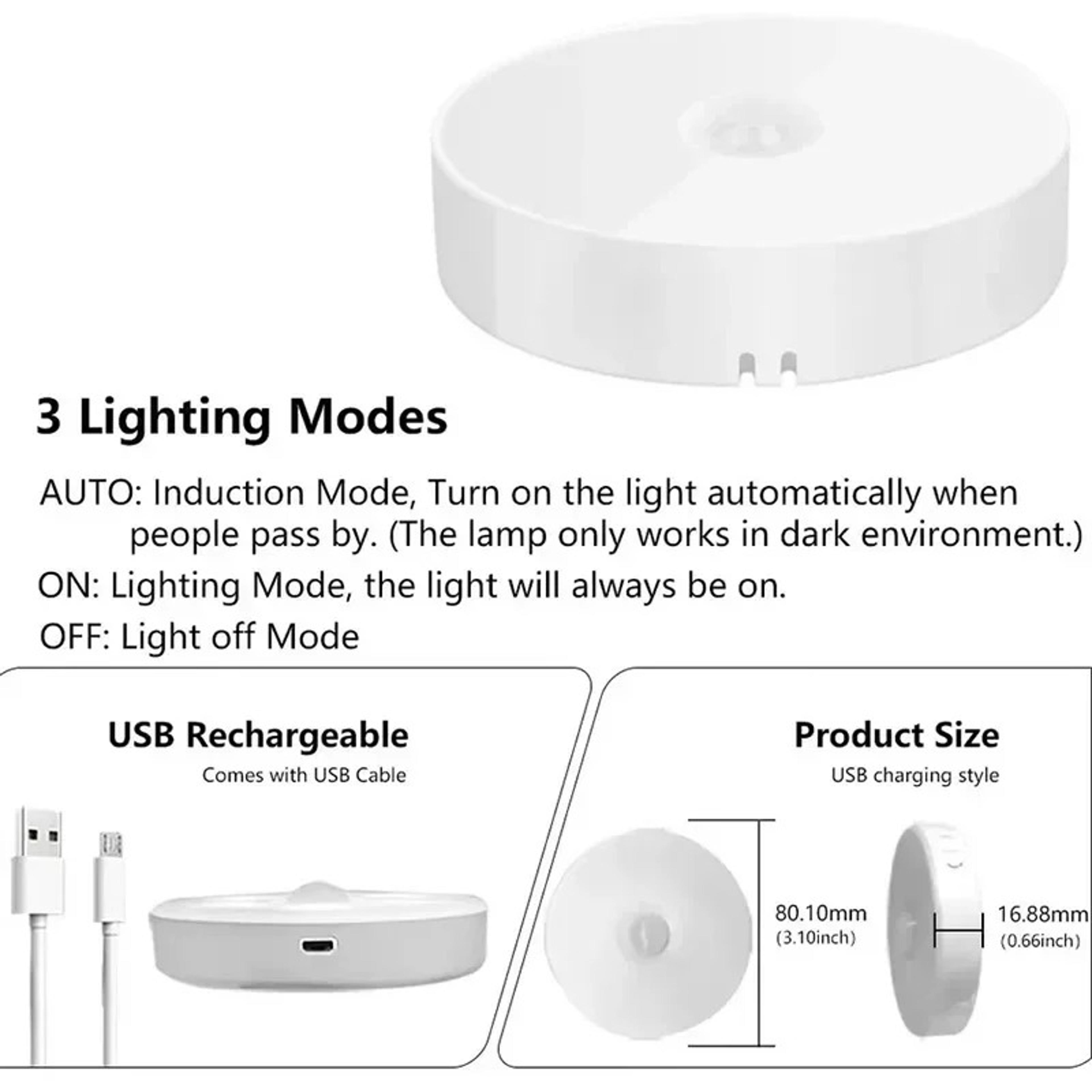 Motion Sensor Night Lights USB Rechargeable Wireless Closet Lights For Cabinets Wardrobes And Stair 4