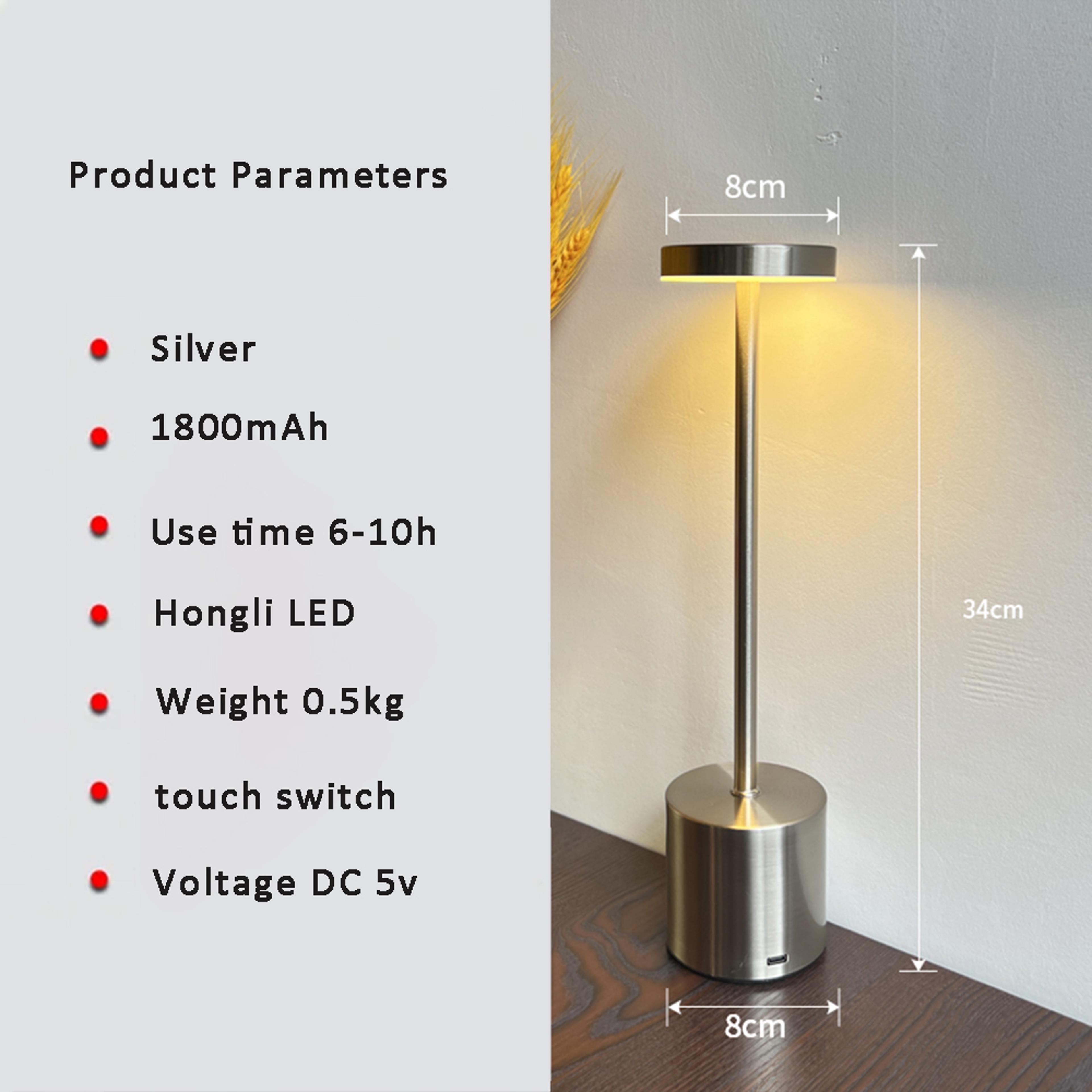 Modern Rechargeable Table Lamp Wireless LED Table Lamp Touch Control Metal Desk Light 5