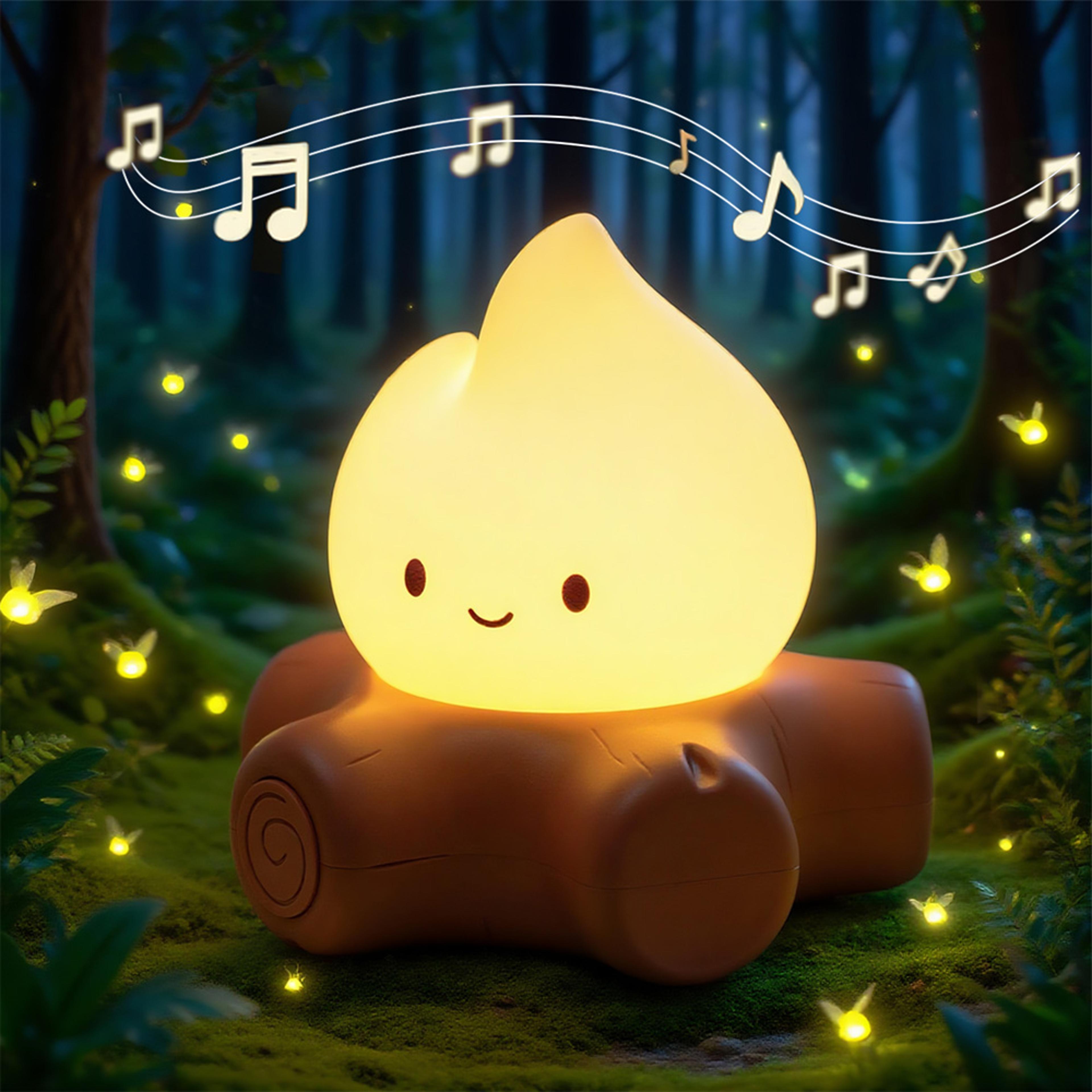 cozy campfire night light with white noise usb rechargeable led bedside lamp for kids and adults