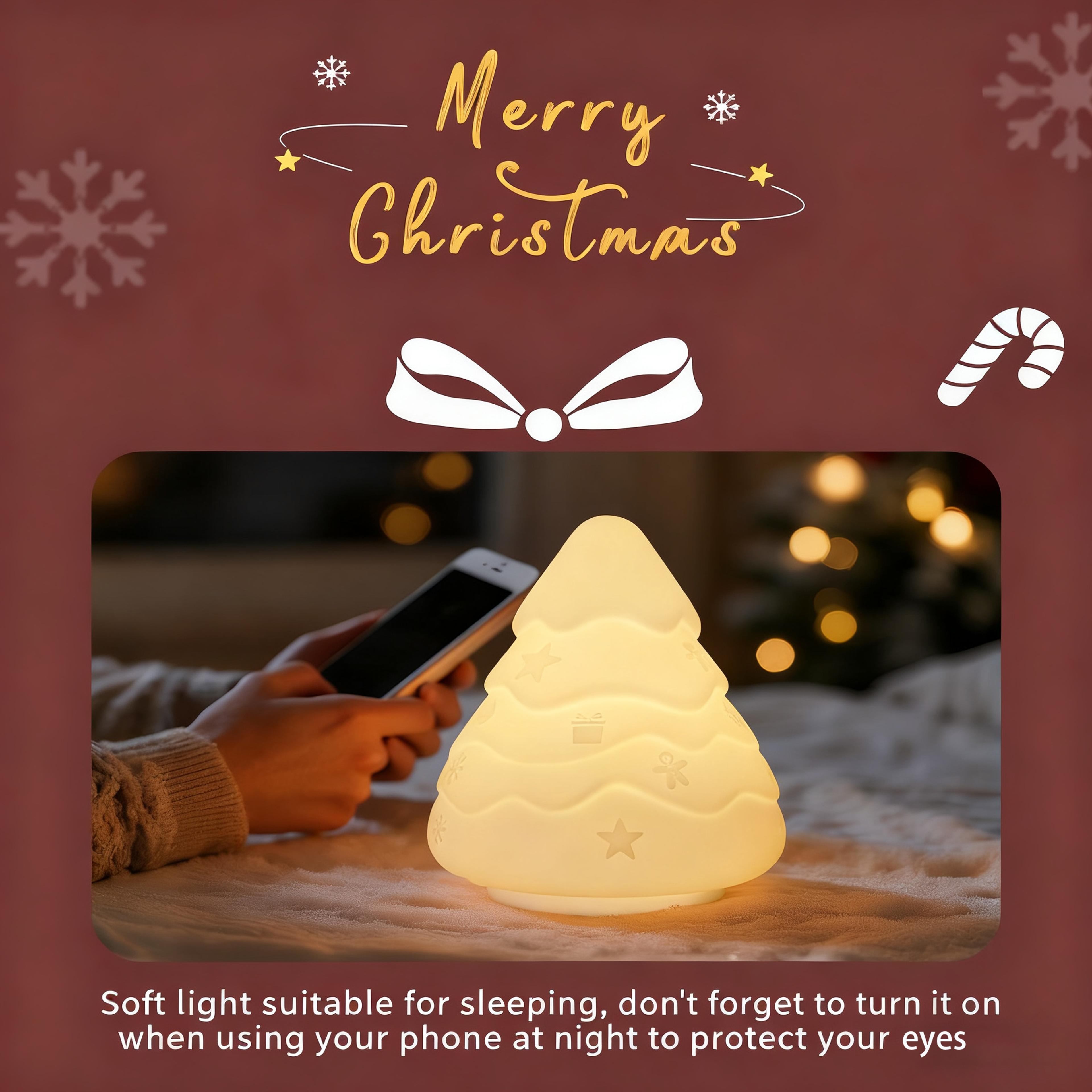 Christmas Night Light Rechargeable Bedside Lamp Touch Control LED Ambient Light Snowman Christmas T 5