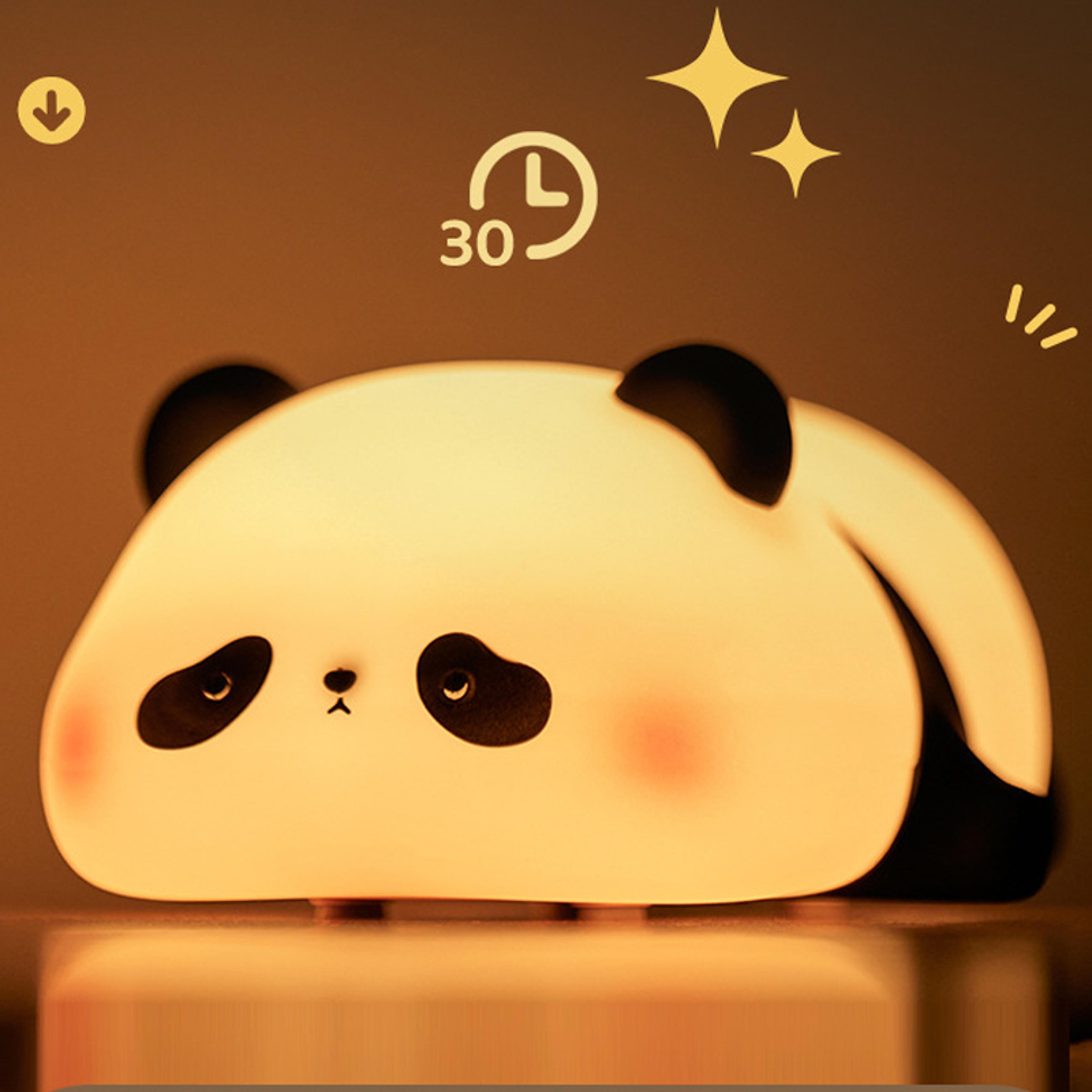 Cute Panda Night Light Rechargeable LED Night Light Soft Silicone Kids Bedside Lamp Touch Control 3