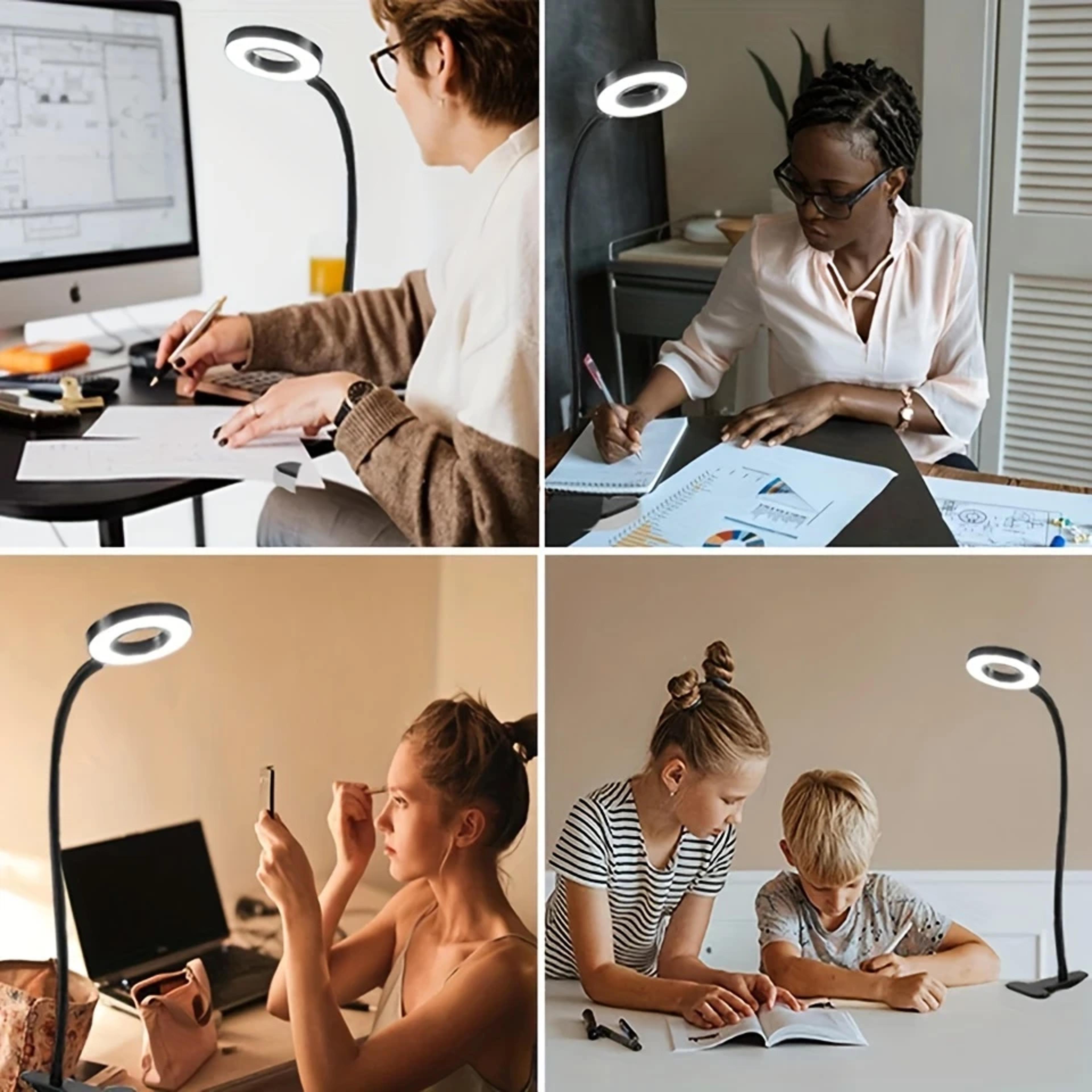 Flexible LED Clip Light With 360 Gooseneck Dimmable Desk Lamp For Reading Makeup And Video Calls 4