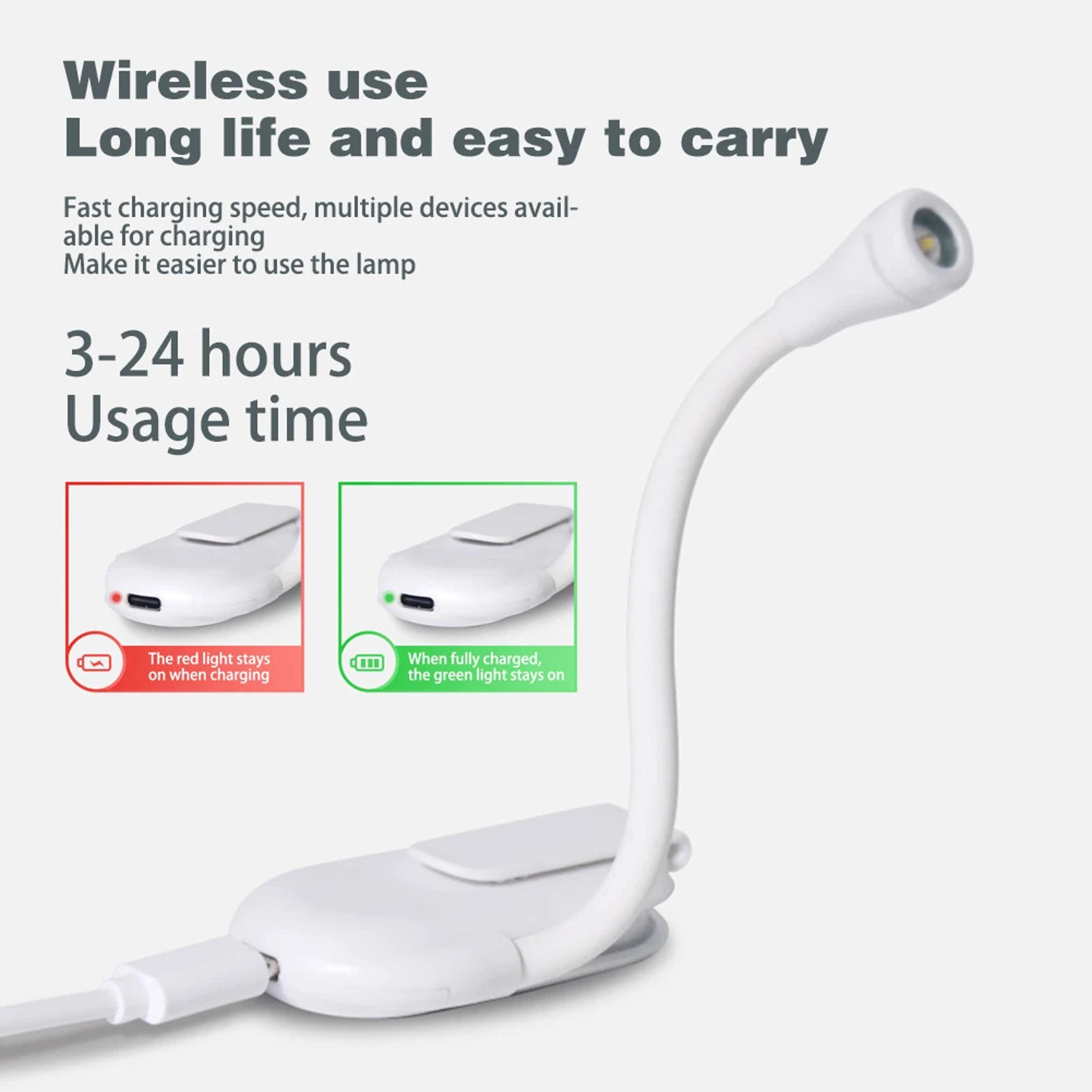 Rechargeable LED Book Light Clip On Reading Lamp With 3 Brightness Levels For Bed Travel And Study 3