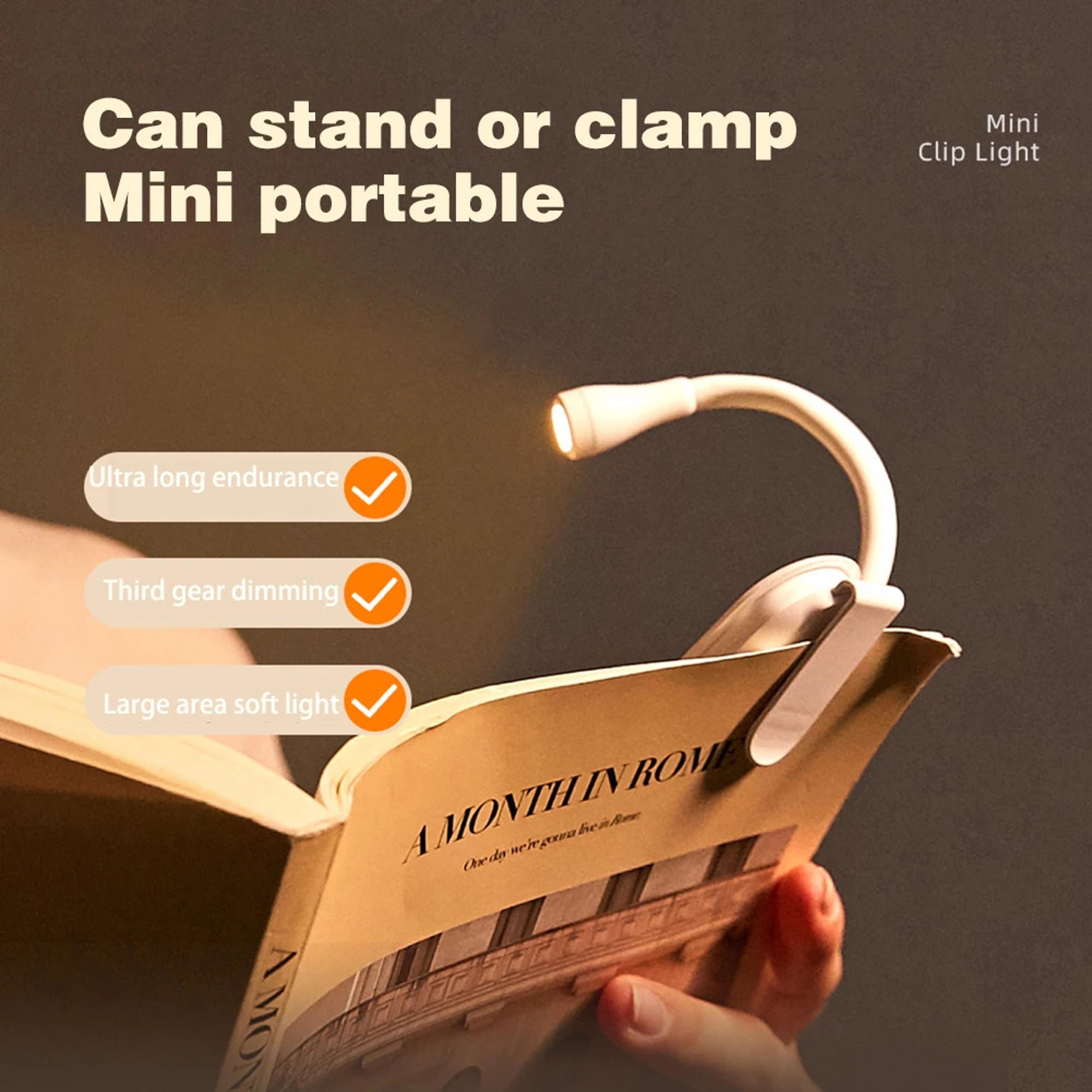 Rechargeable LED Book Light Clip On Reading Lamp With 3 Brightness Levels For Bed Travel And Study 6