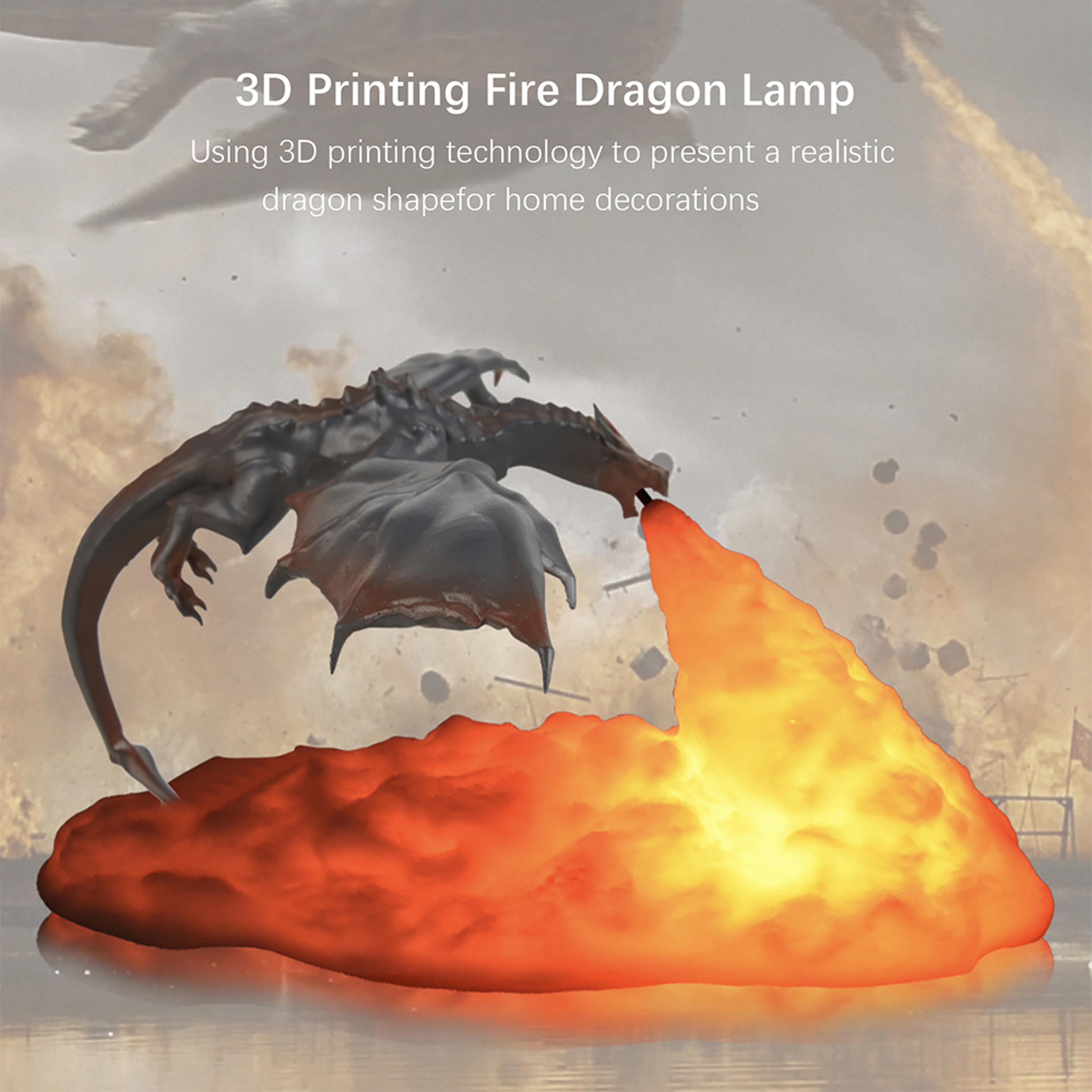 Fire Breathing 3D Dragon Lamp USB Rechargeable Dragon Night Light For Gaming Room Bedroom Desk Deco 1