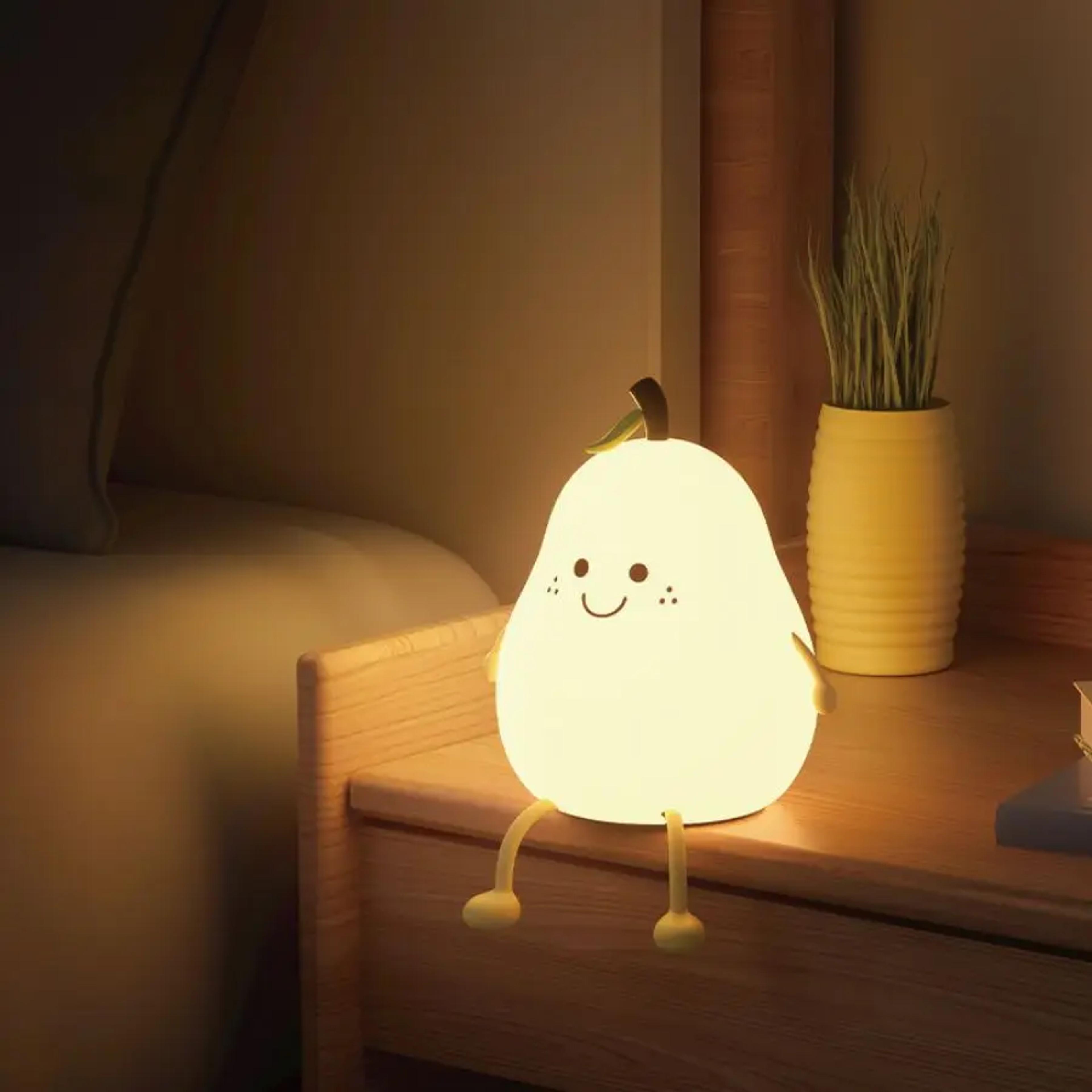 Cute Pear Kids Night Light Rechargeable Silicone Night Light With 7 Color Dimmable LED 2