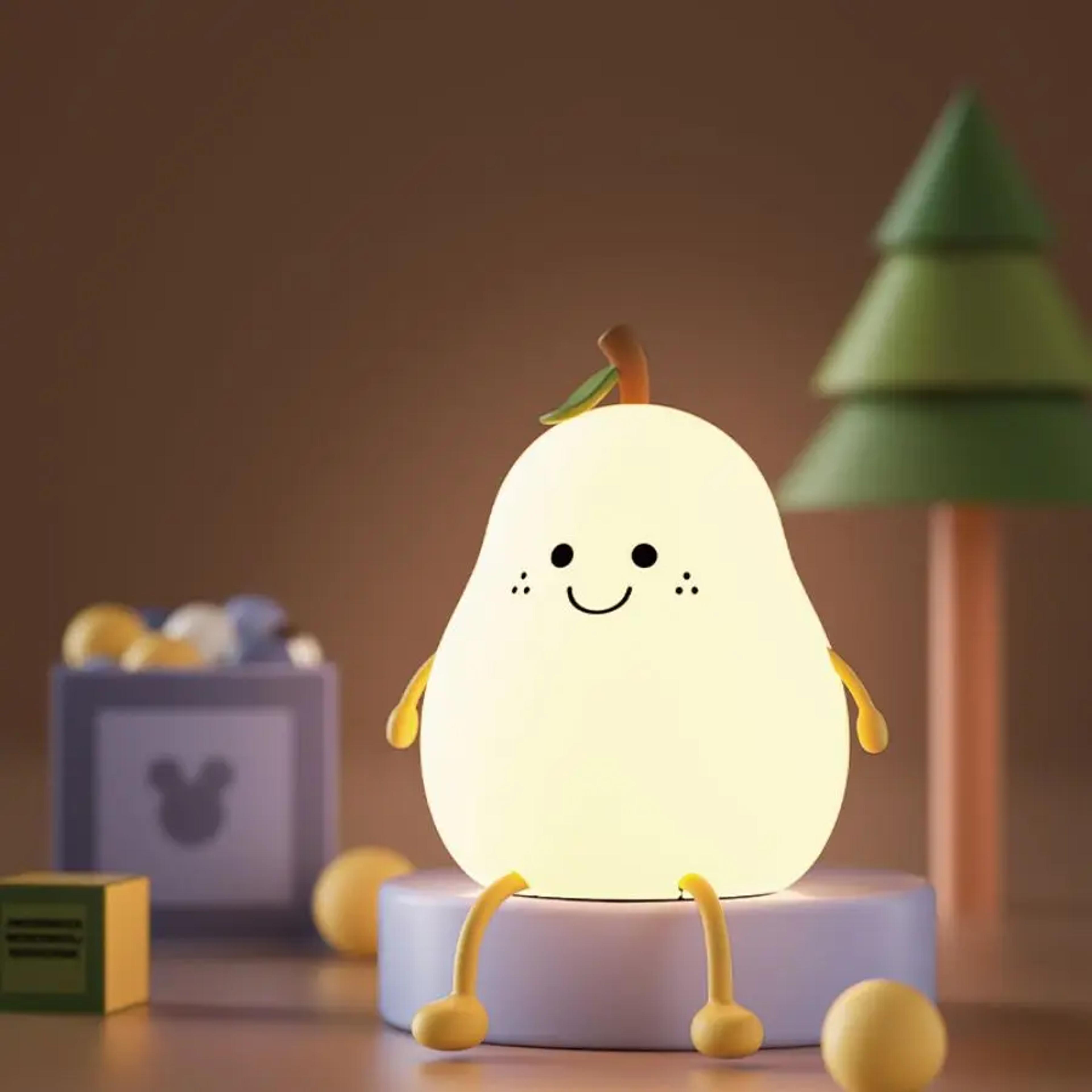 Cute Pear Kids Night Light Rechargeable Silicone Night Light With 7 Color Dimmable LED 7