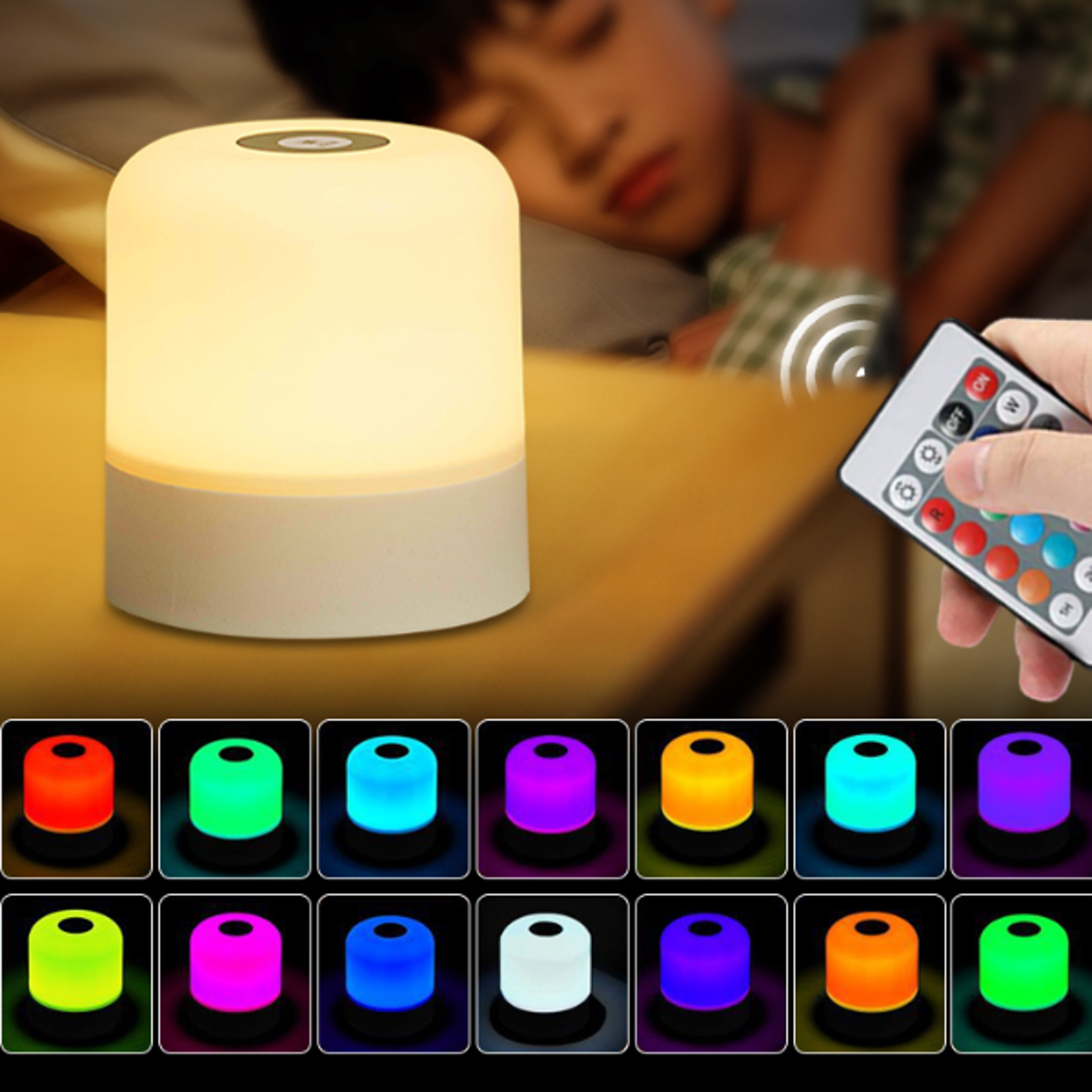 LED Table Lamp Touch Bedside Lamp 13 Color Changing Night Light Room Decor Remote Dimmable Rechargea