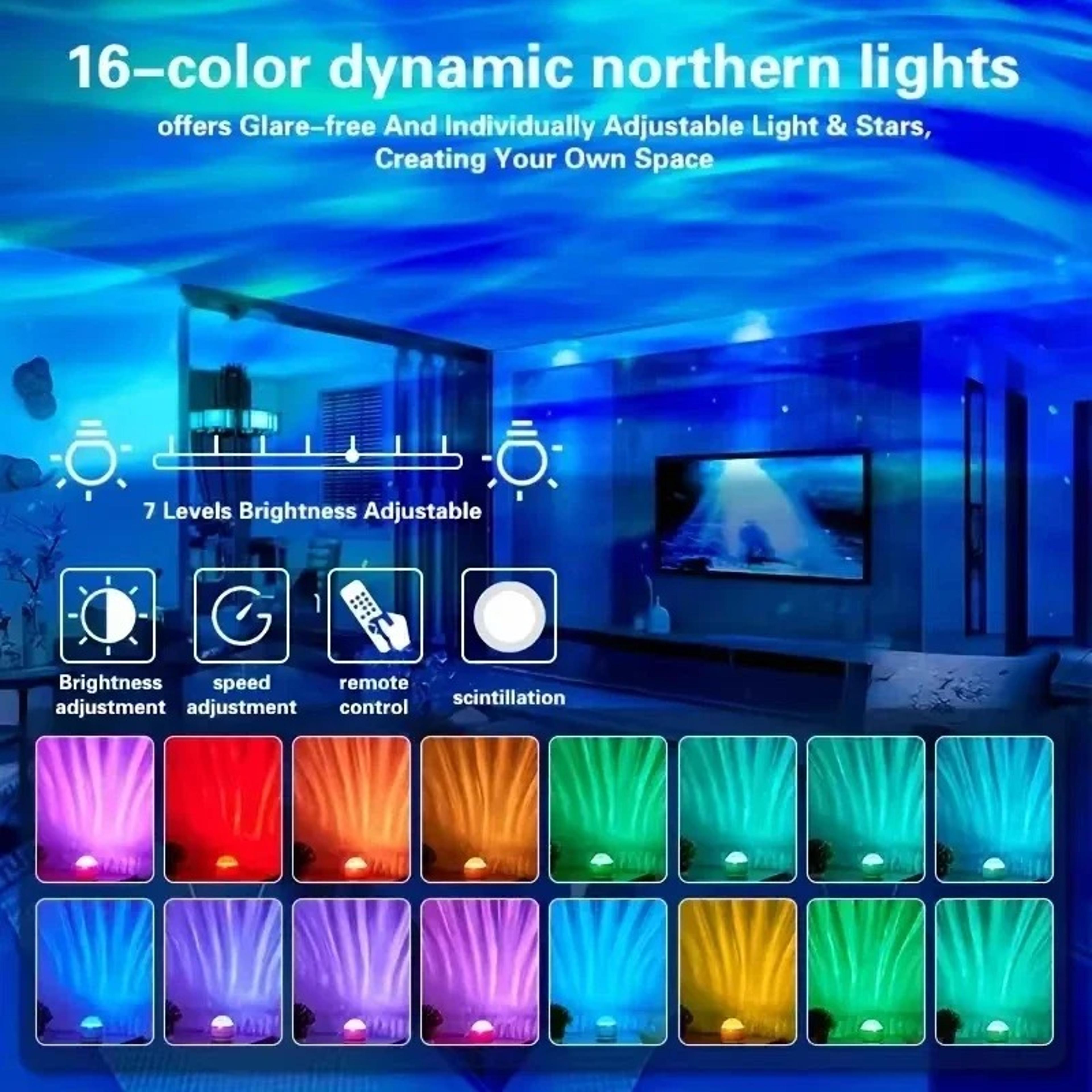 Aurora Projector RGB Water Ripple Night Light Ambient Bedroom Table Lamp 1