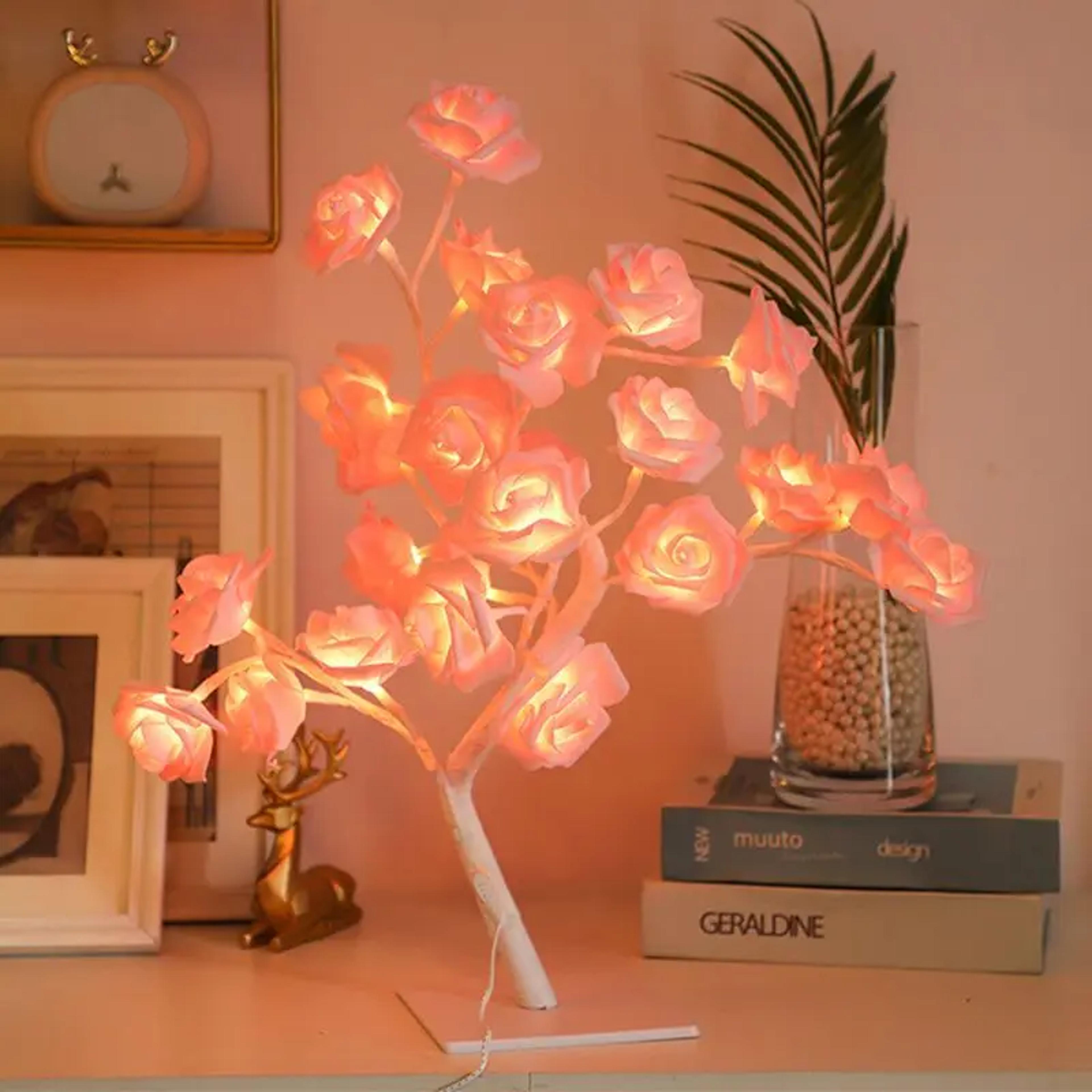 24 LED Rose Tree Lamp USB Rose Table Lamp Romantic Wedding Bedroom Night Light Gift 5