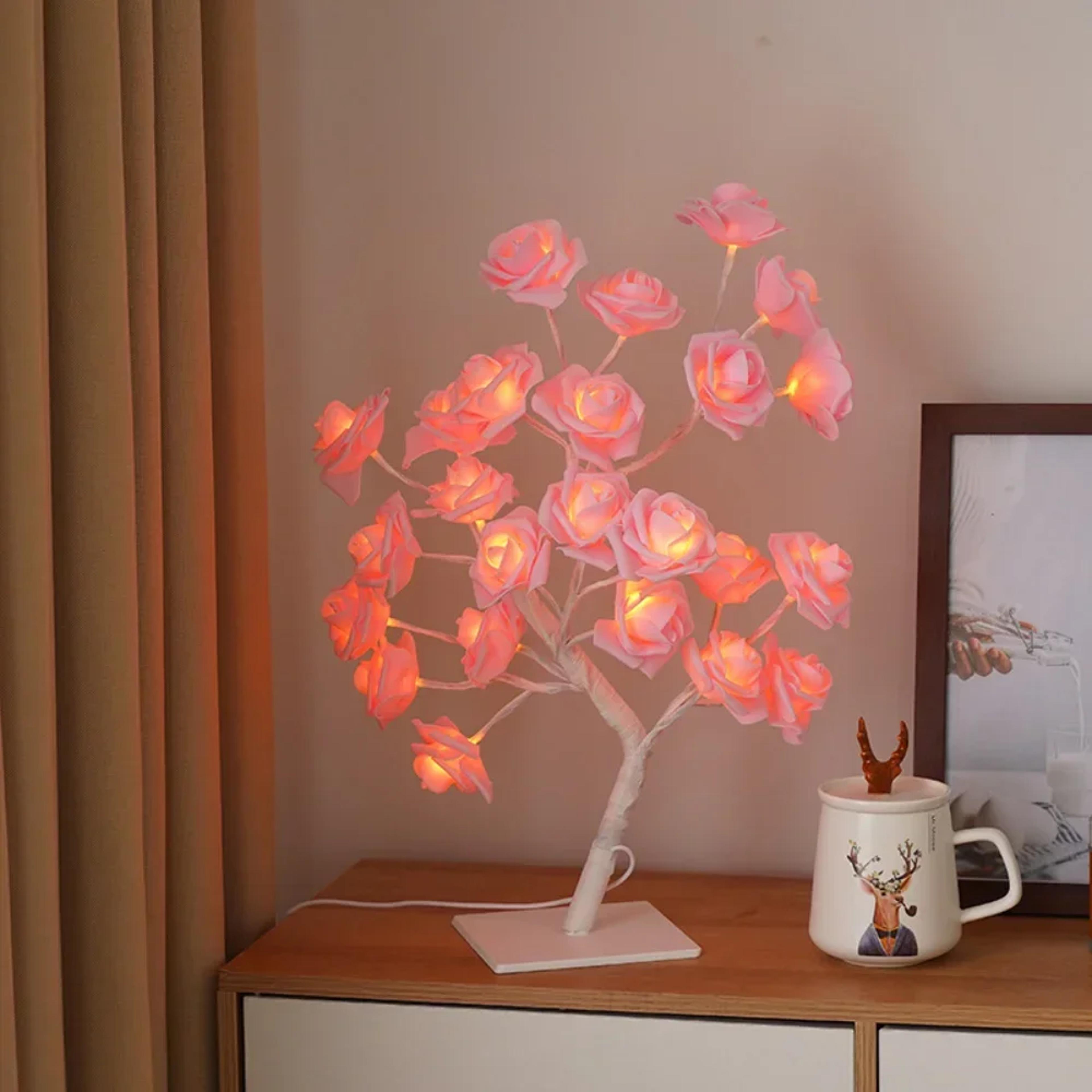 24 LED Rose Tree Lamp USB Rose Table Lamp Romantic Wedding Bedroom Night Light Gift 1