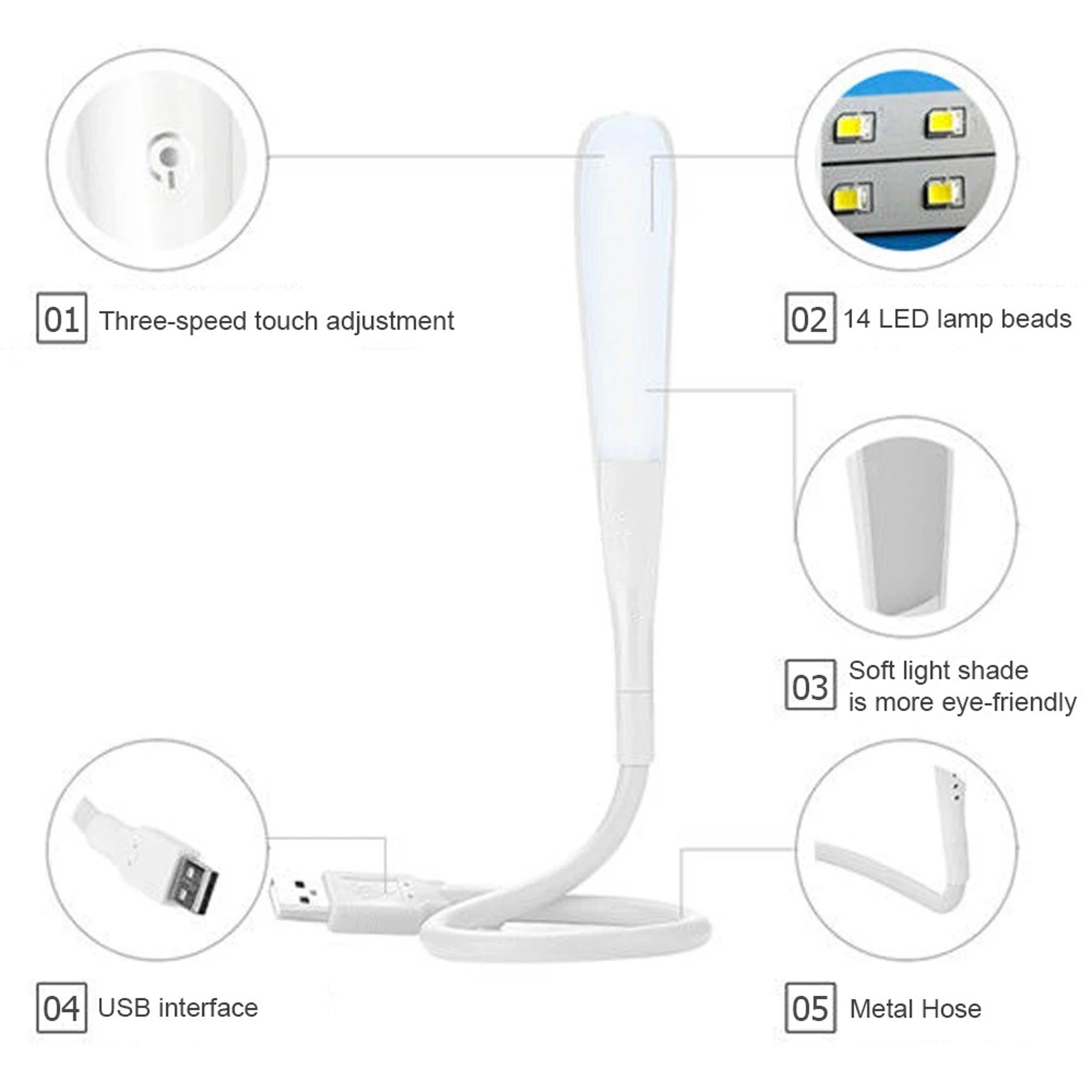 Portable USB LED Light Touch Sensor Dimmable Desk Lamp For Laptop PC Power Bank Reading 2