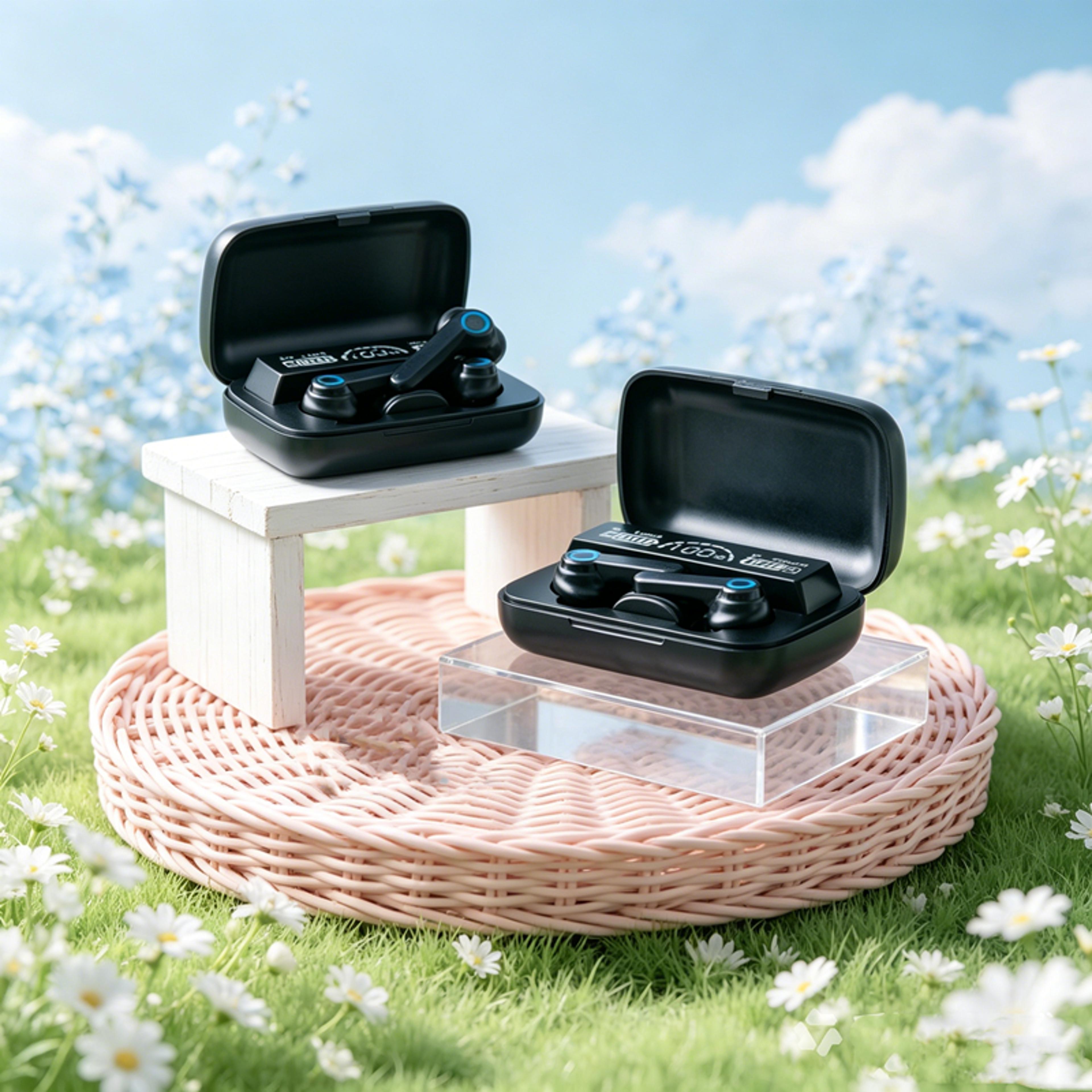 bluetooth 5.3 wireless earbuds with led display charging case ipx7 waterproof touch control headphones