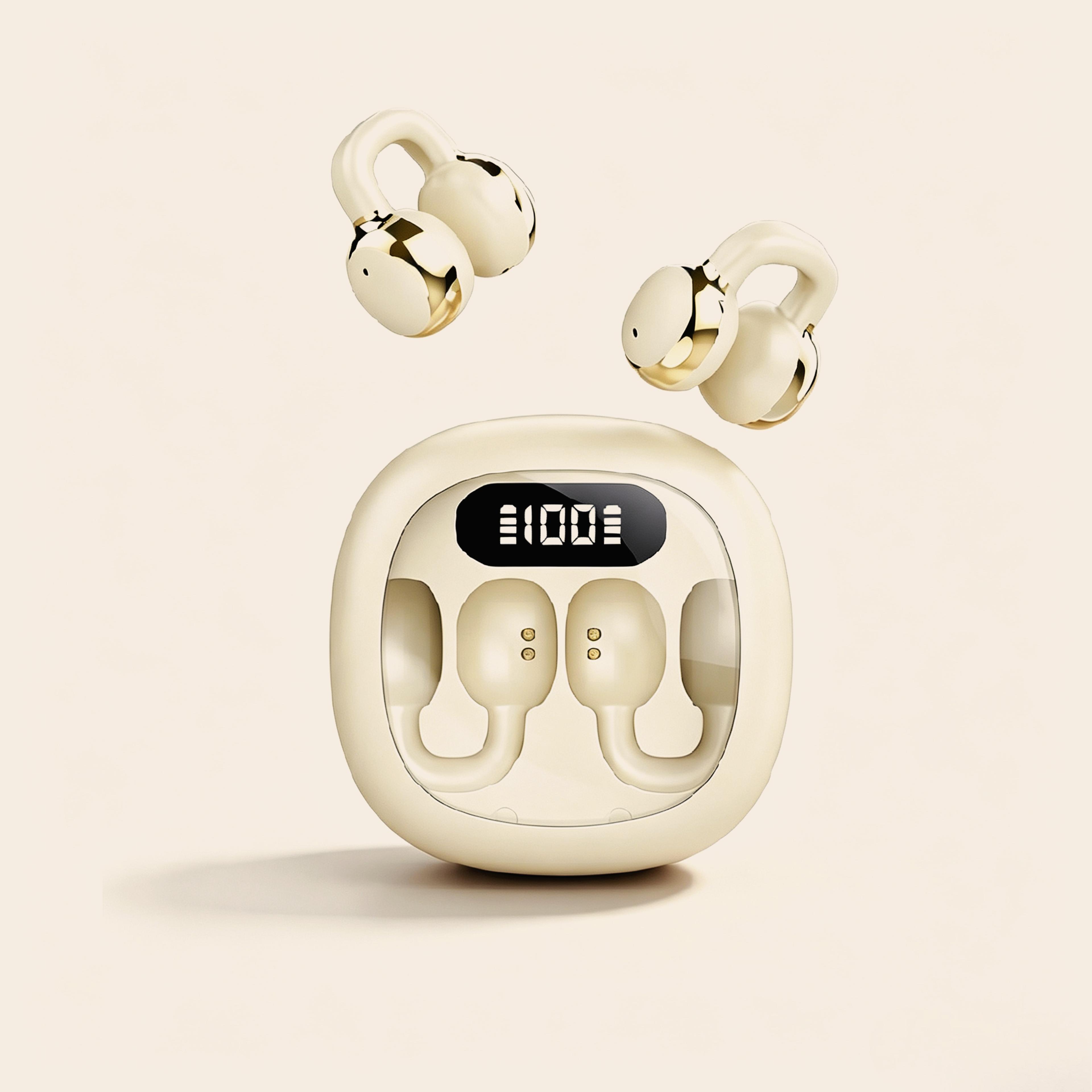 Open Ear Clip On Wireless Earbuds Bluetooth 54 With Mic  72H Battery 0
