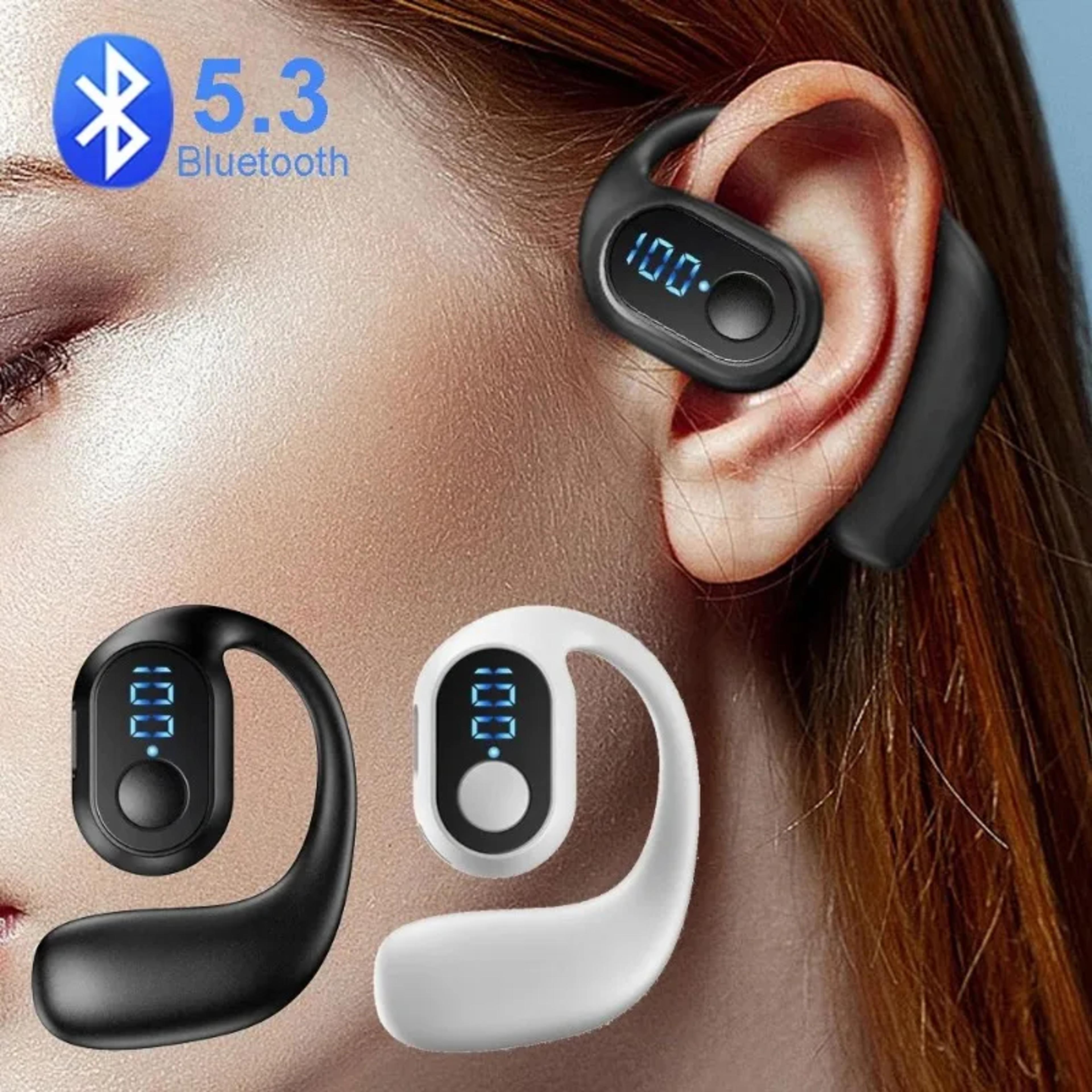Bluetooth 53 Wireless Ear Hook Headphones Waterproof HiFi Noise Reduction Earbuds 1
