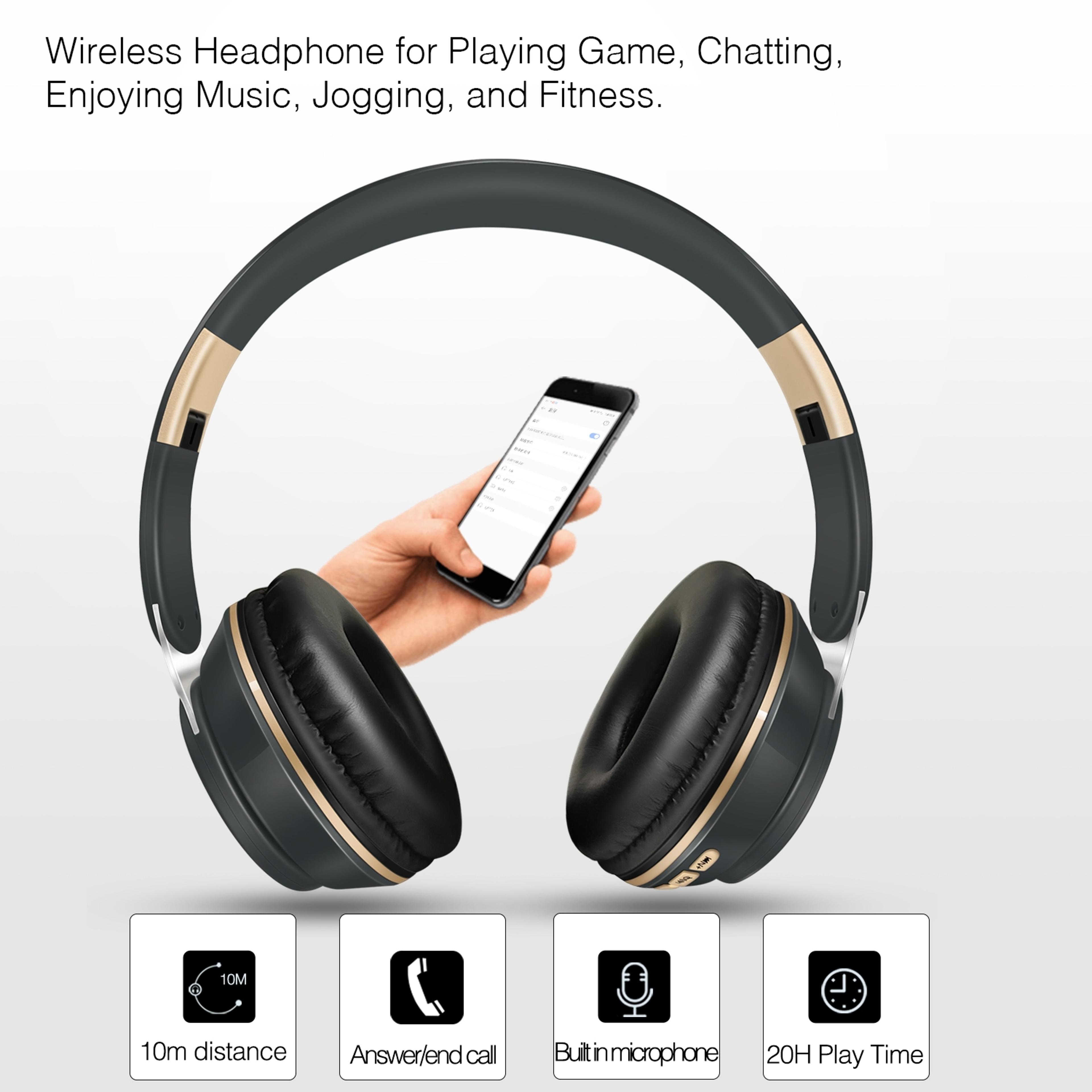 Stereo Bluetooth Headphones Wireless Headset With SD Card Built In Mic  MP3 Music Playback 4