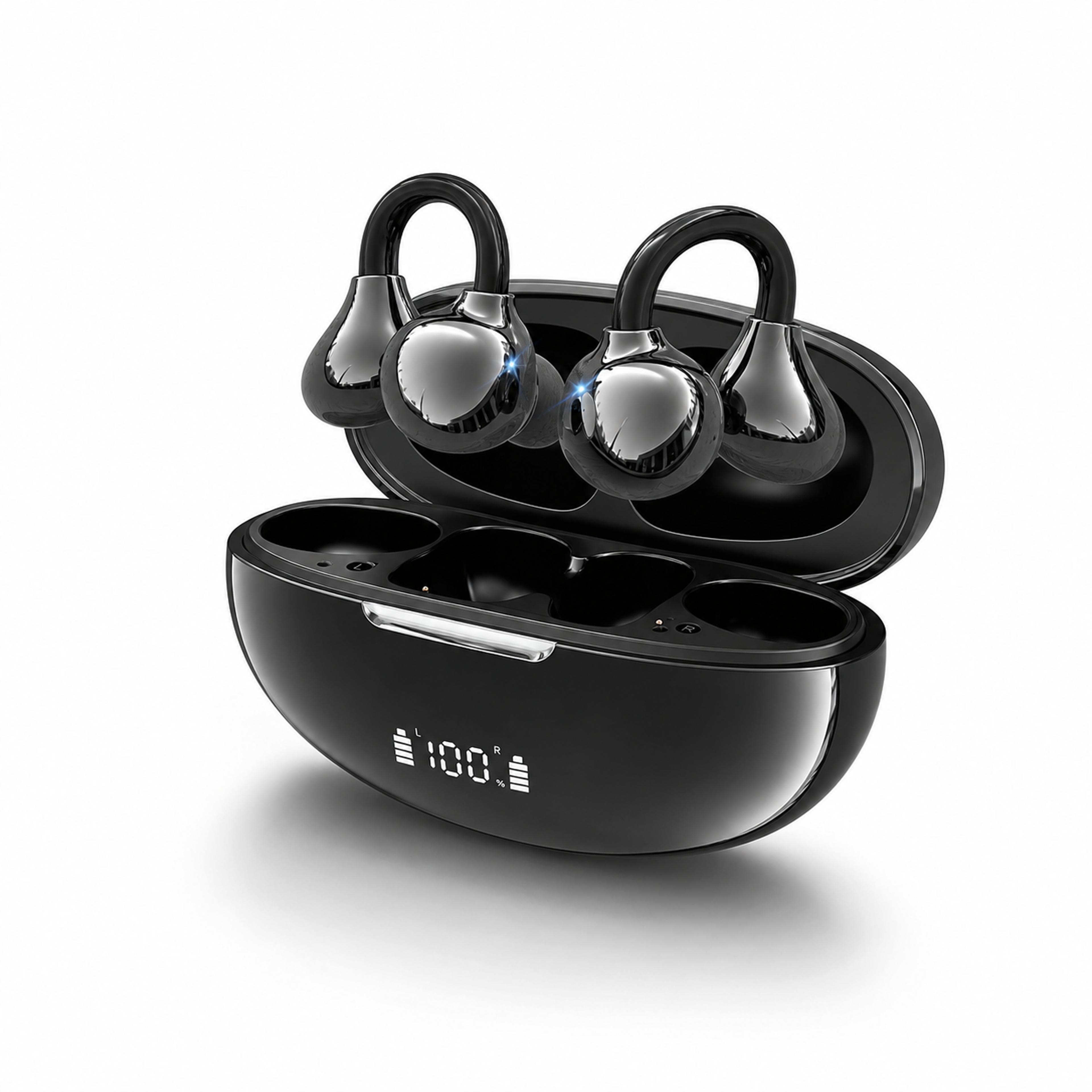 clip on open ear bluetooth earbuds with clear mic and long battery life