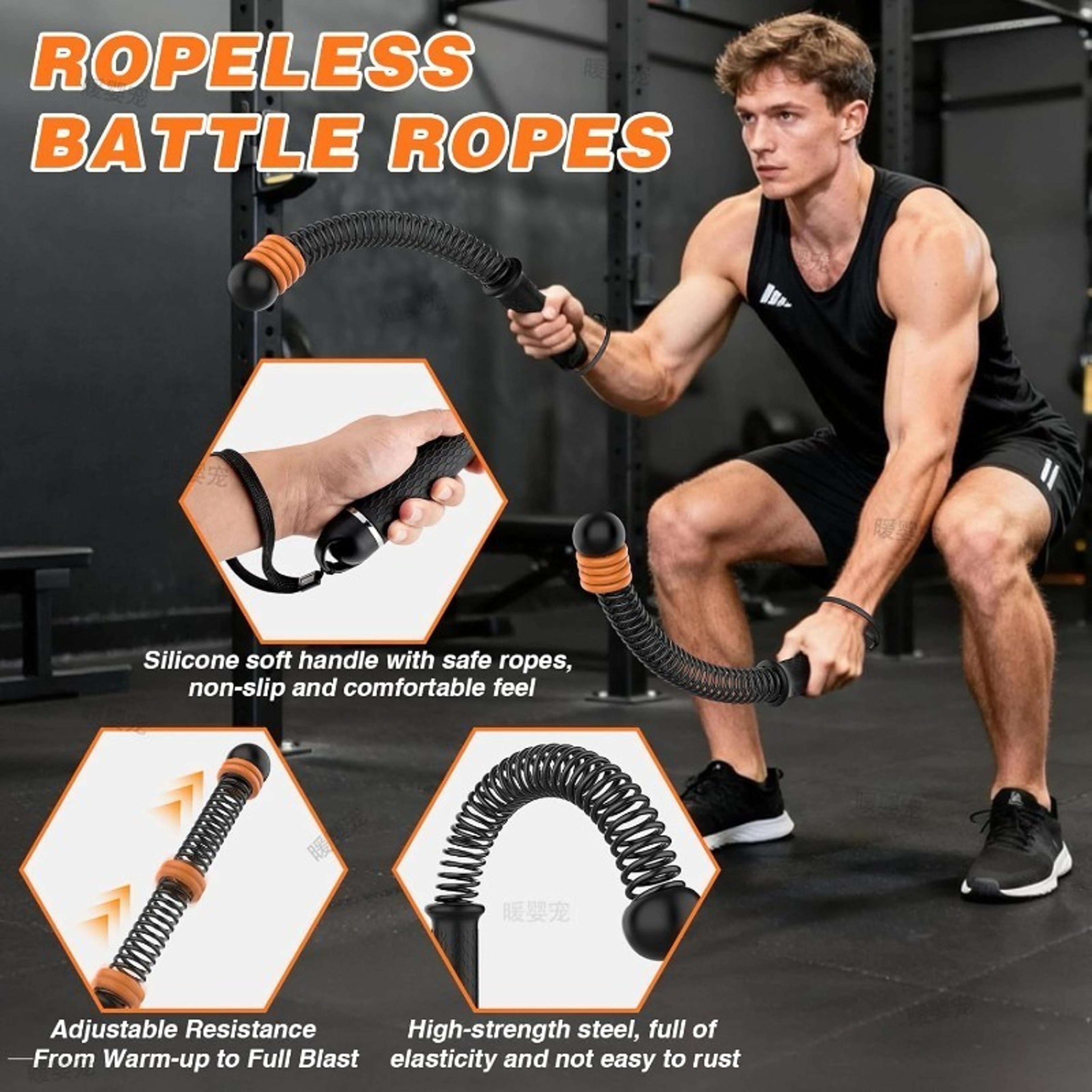 Ropeless Battle Rope Adjustable Resistance Trainer For Full Body Home Gym Workouts 2
