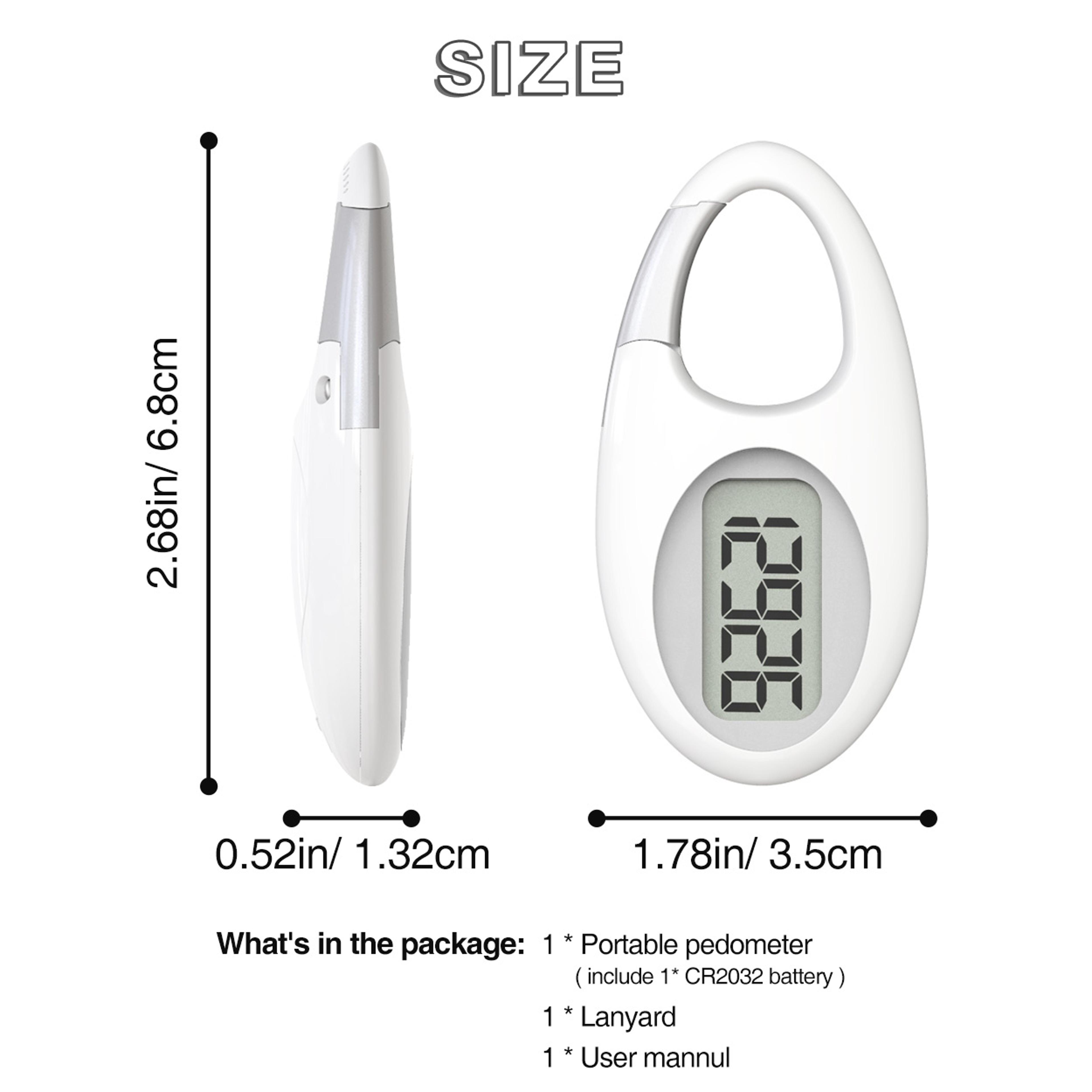 FITCENT Digital Pedometer 3D Sensor Step Counter With LCD Display  Lanyard For Walking 3