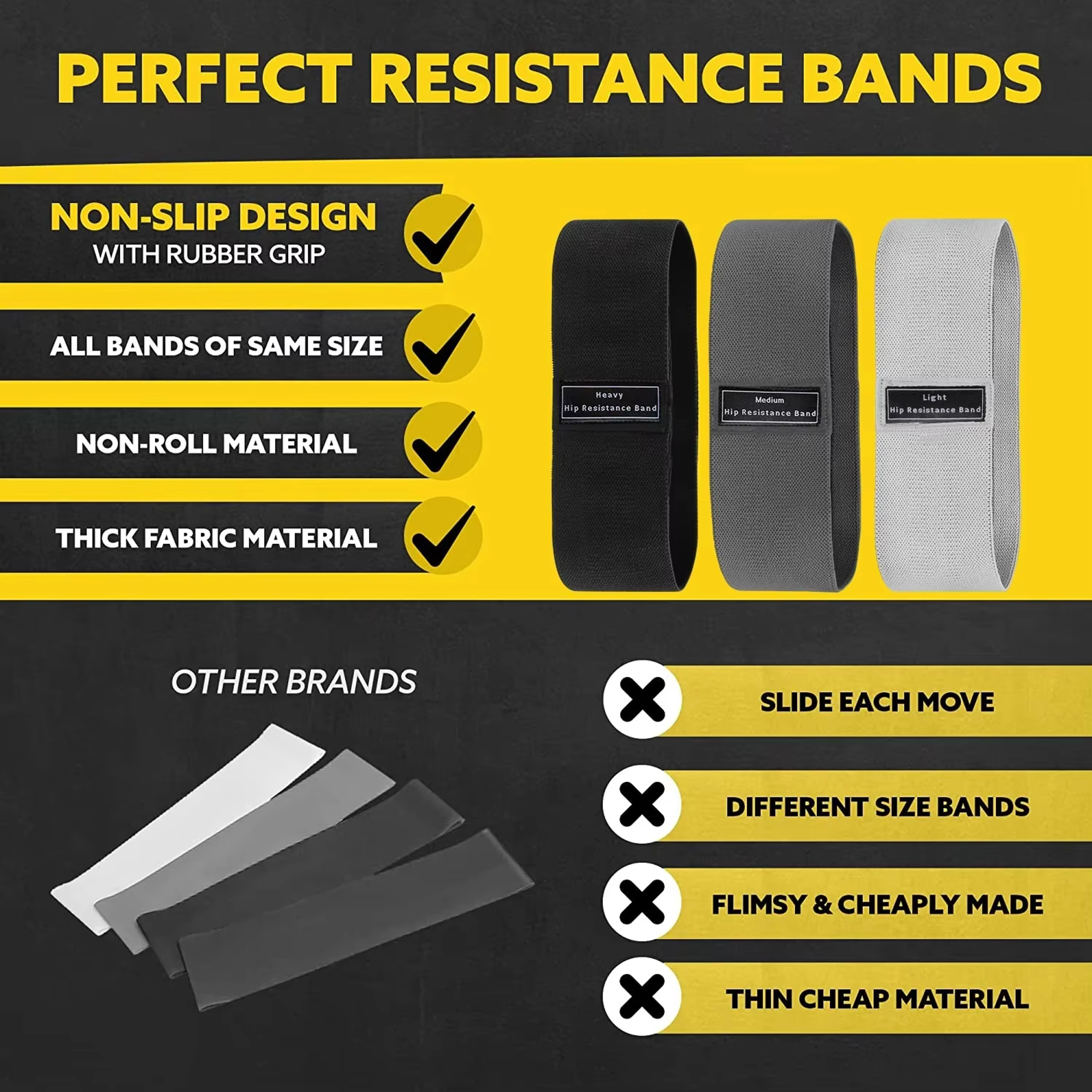 PowerFlex Fabric Resistance Bands For Glutes  Legs Hip Resistance Booty Workout Set 1
