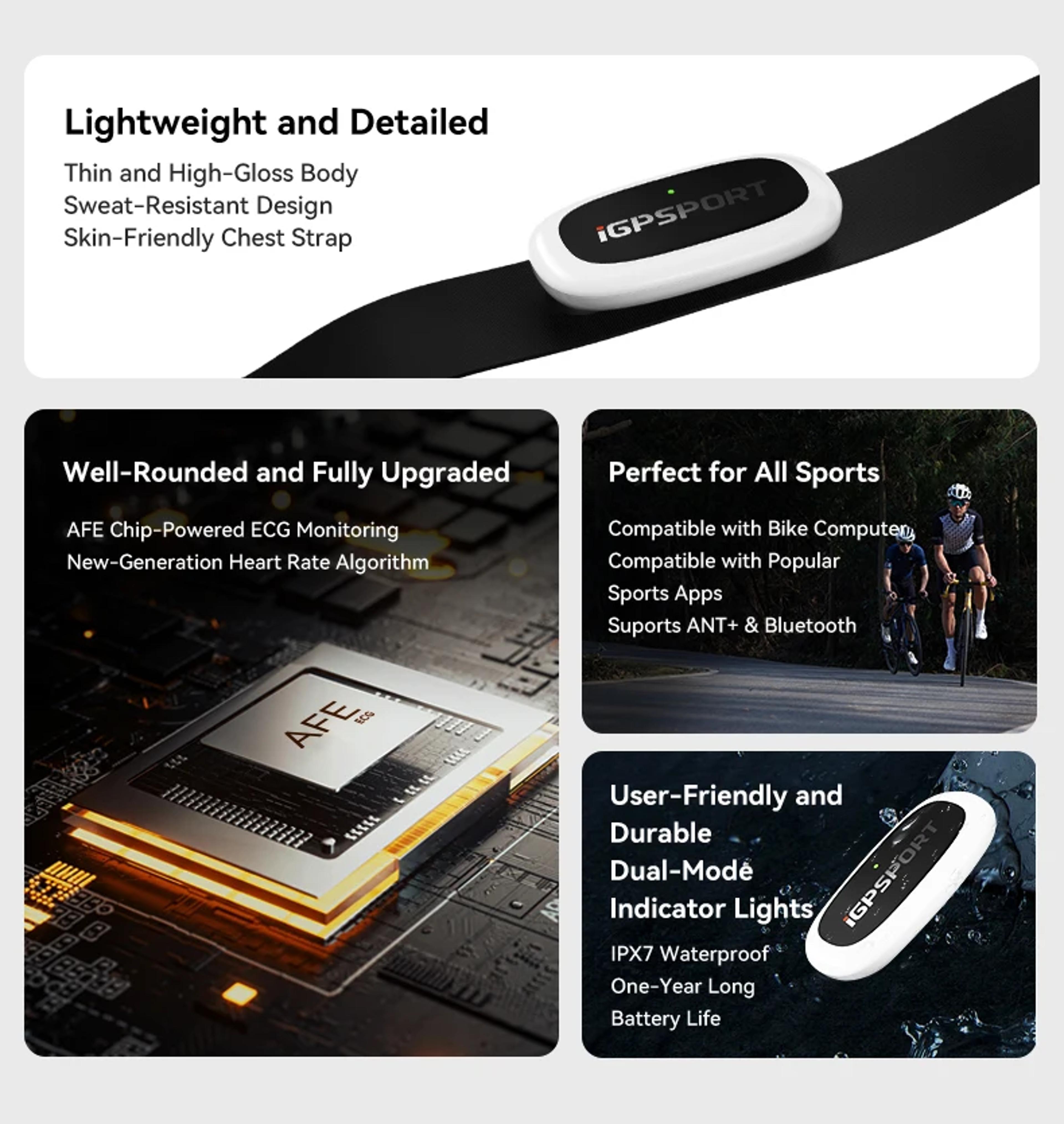 HR50 Heart Rate Monitor Sensor Bluetooth ANT Waterproof Cycling  Running Chest Strap 1